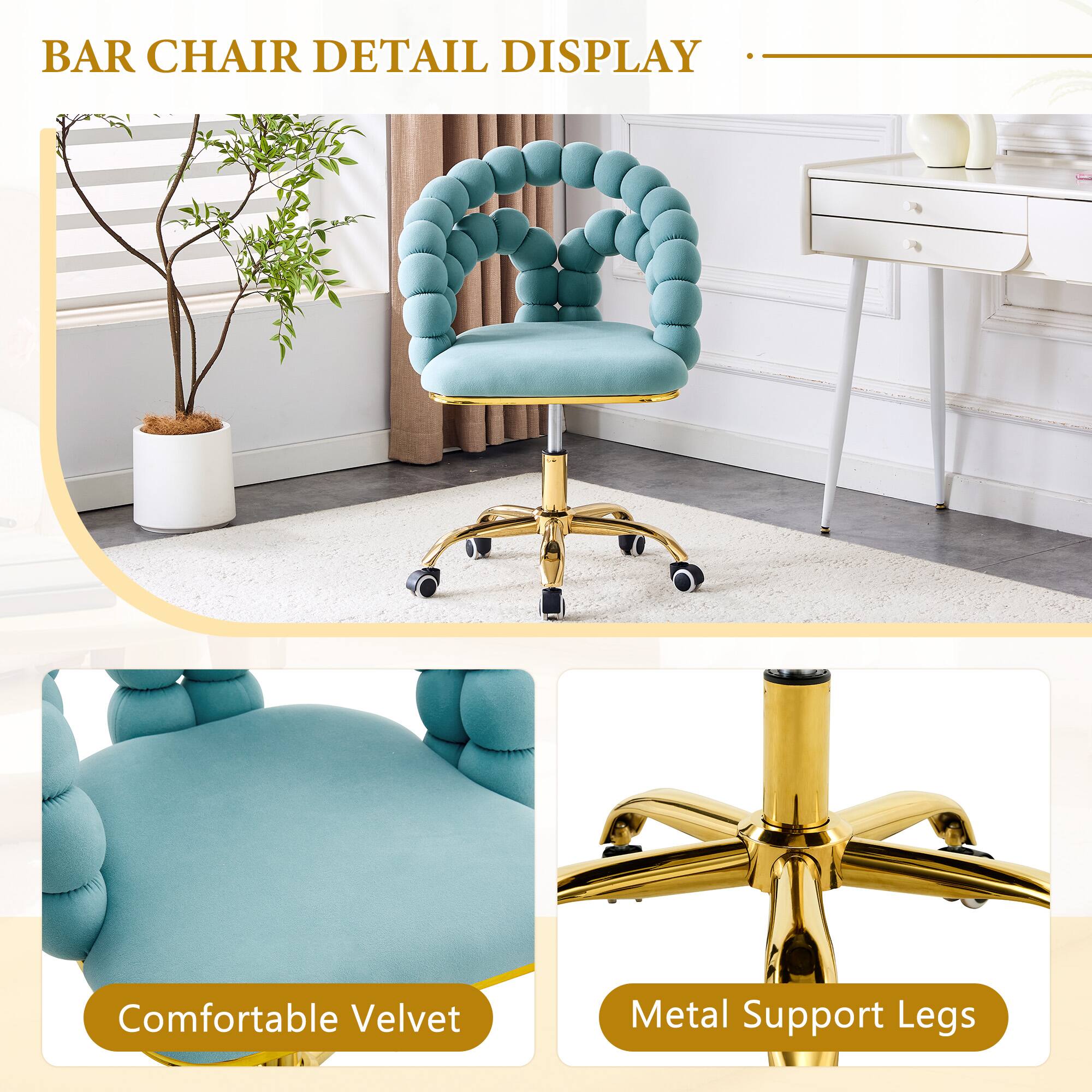 BAR CHAIR DETAIL DISPLAY

Comfortable Velvet
Metal Support Legs