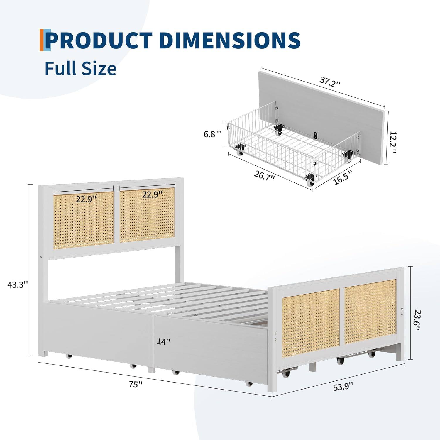 PRODUCT DIMENSIONS  
Full Size  
37.2" x 22.9" x 22.9" x 6.8" x 26.7" x 16.5" x 12.2" x 43.3" x 14" x 23.6" x 75" x 53.9"