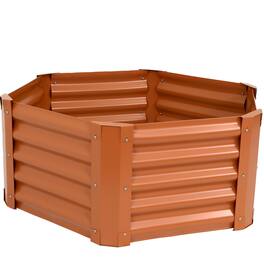 Sunnydaze - Powder-Coated Steel Hexagon Raised Garden Bed - 41 in - Brown