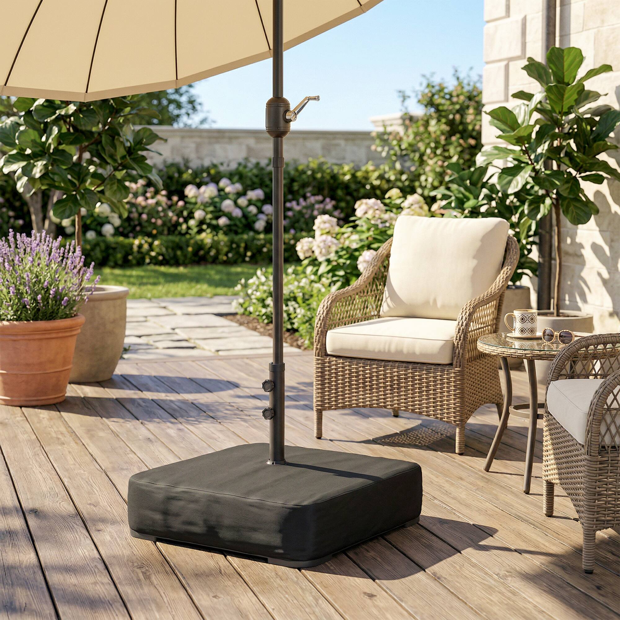 Alt View 1. Outsunny - Parasol Base 176 lbs Sand Filled Heavy Duty Stand for Cantilever Umbrellas and 1.9" Poles - Black.