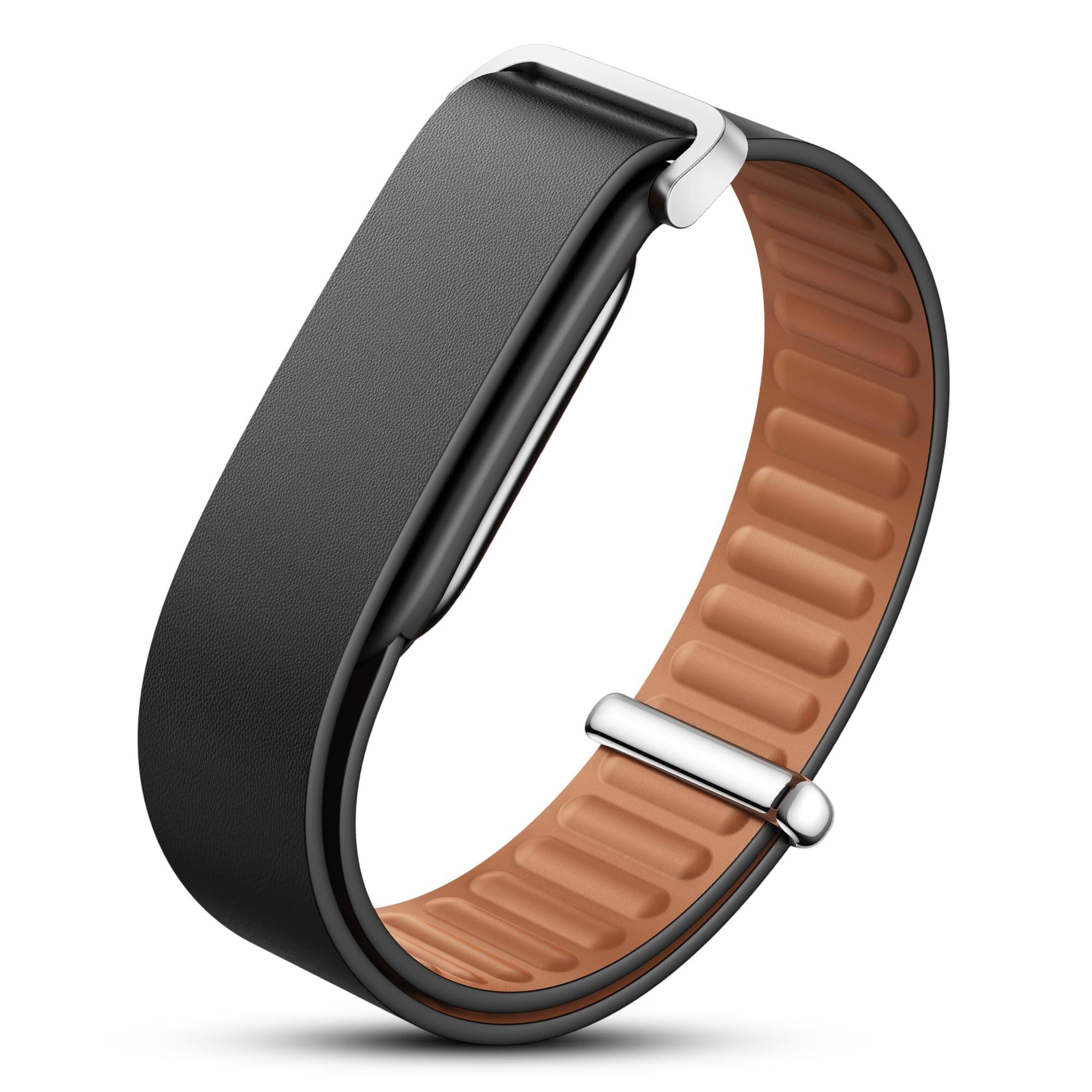 Front. Dteck - Leather Band for Google Fitbit Air, Soft Comfortable Wristband Replacement Strap - Black.