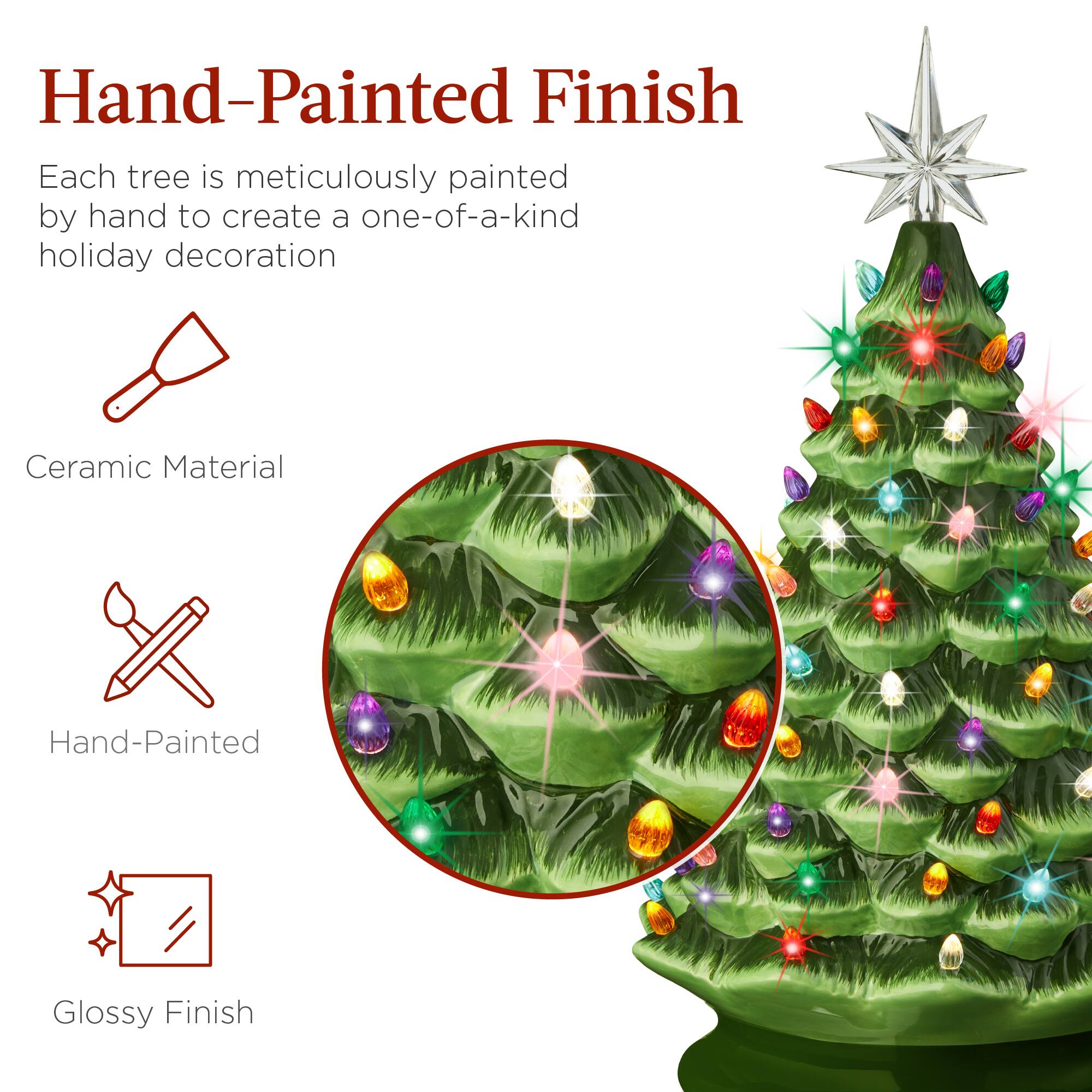 Hand-Painted Finish

Each tree is meticulously painted by hand to create a one-of-a-kind holiday decoration

Ceramic Material

Hand-Painted

Glossy Finish
