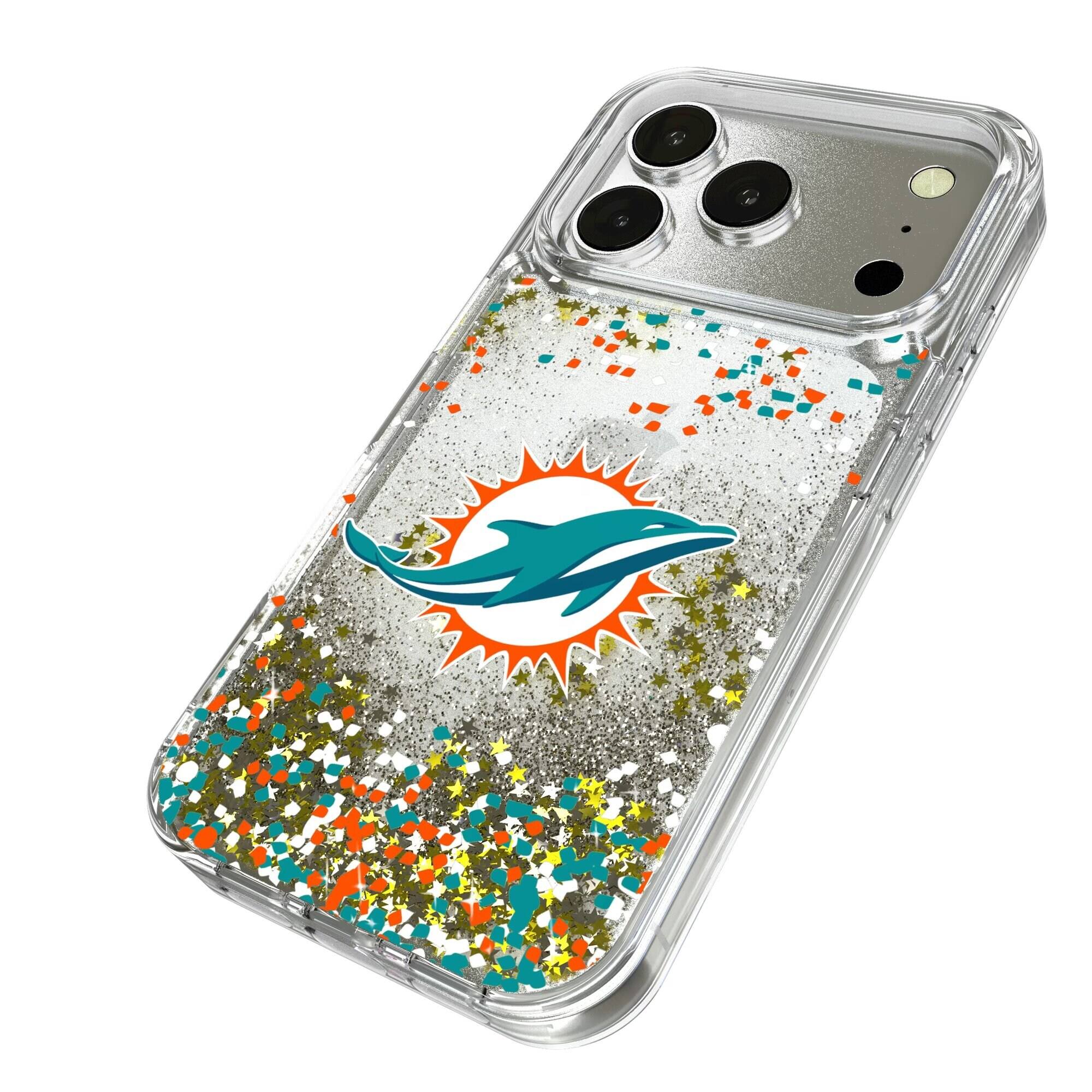 Alt View 1. Keyscaper - Miami Dolphins iPhone Glitter Case with Confetti Design - 16 - Multicolor.