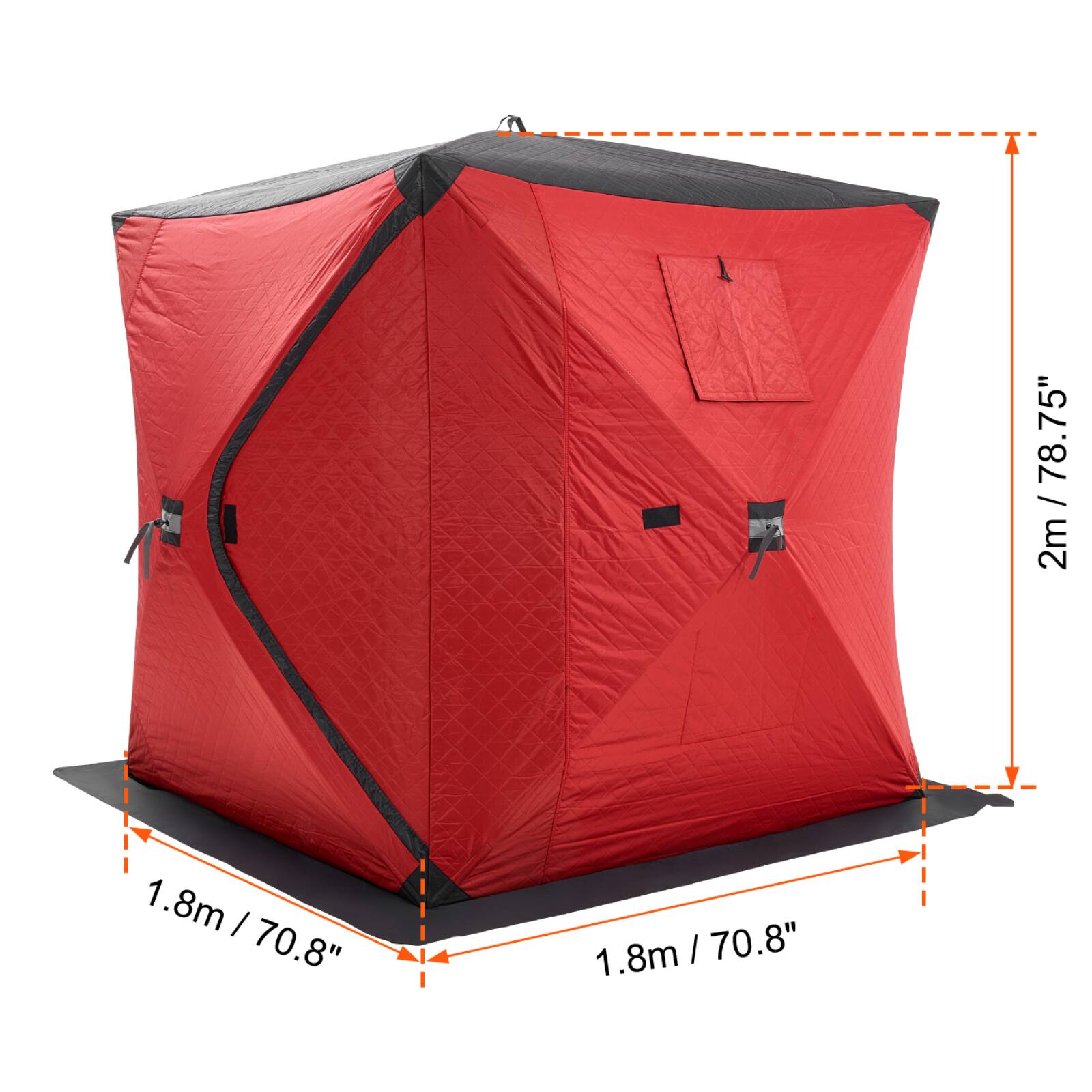 - Height: 2m / 78.75"
- Width: 1.8m / 70.8"
- Depth: 1.8m / 70.8"