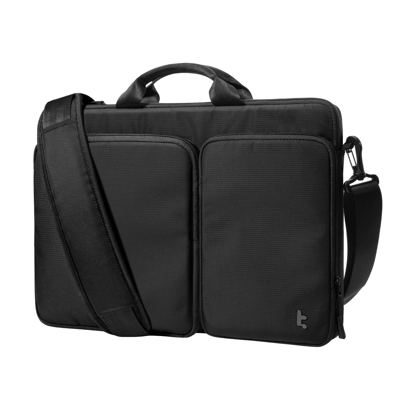 tomtoc - Defender-A42 Premium 360° Protective Laptop Shoulder Bag for 17"-17.3" HP Dell Acer ASUS Lenovo ThinkPad Gaming Laptop - Black