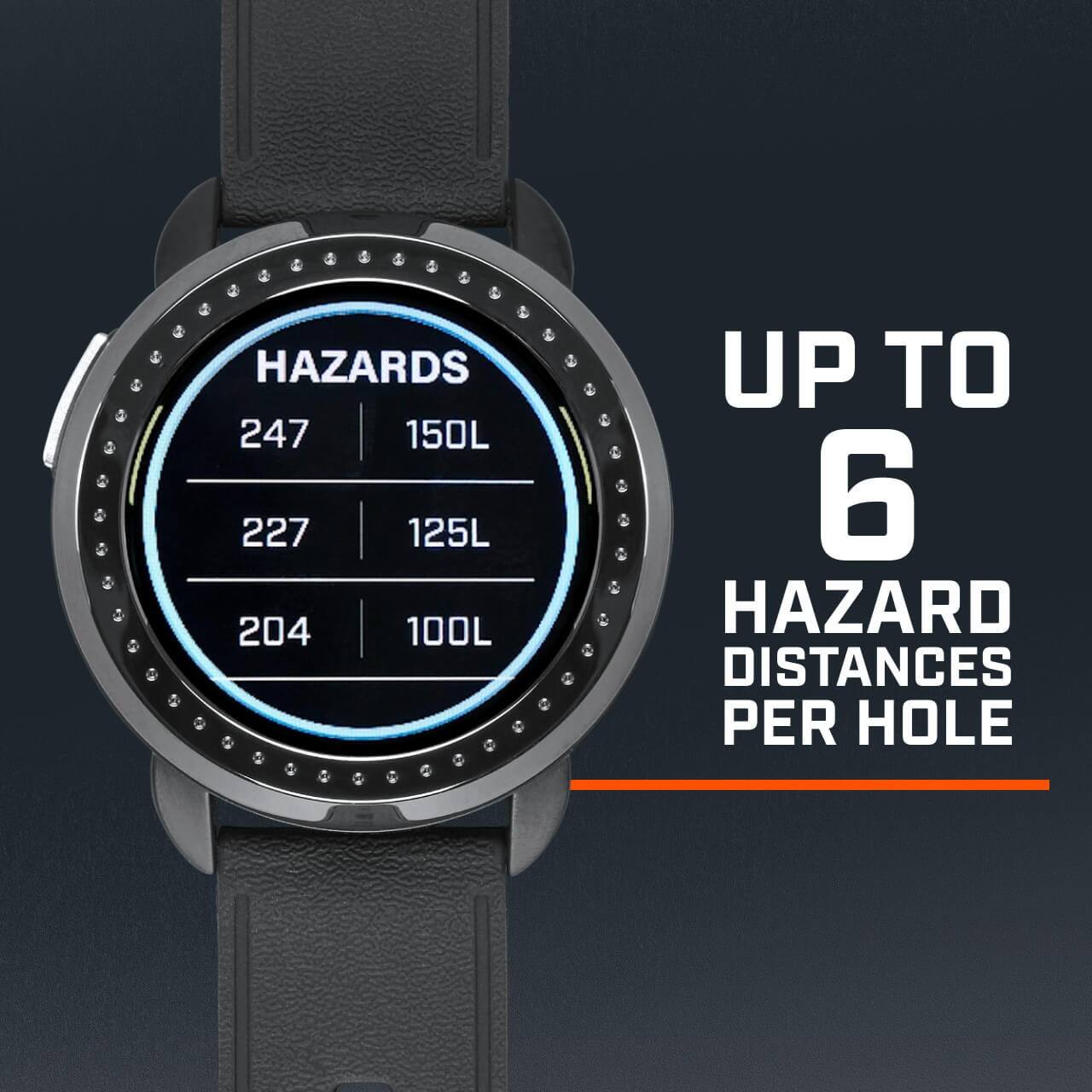 HAZARDS  
247 | 150L  
227 | 125L  
204 | 100L  

UP TO 6 HAZARD DISTANCES PER HOLE