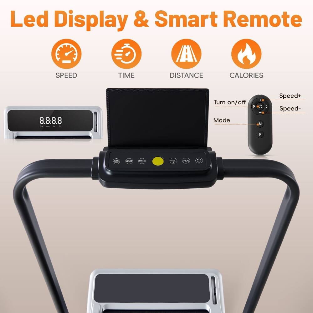 Led Display & Smart Remote

AA SPEED TIME DISTANCE CALORIES

8.8:8.8

Turn on/off Mode D M

2 Speed+ Speed- P