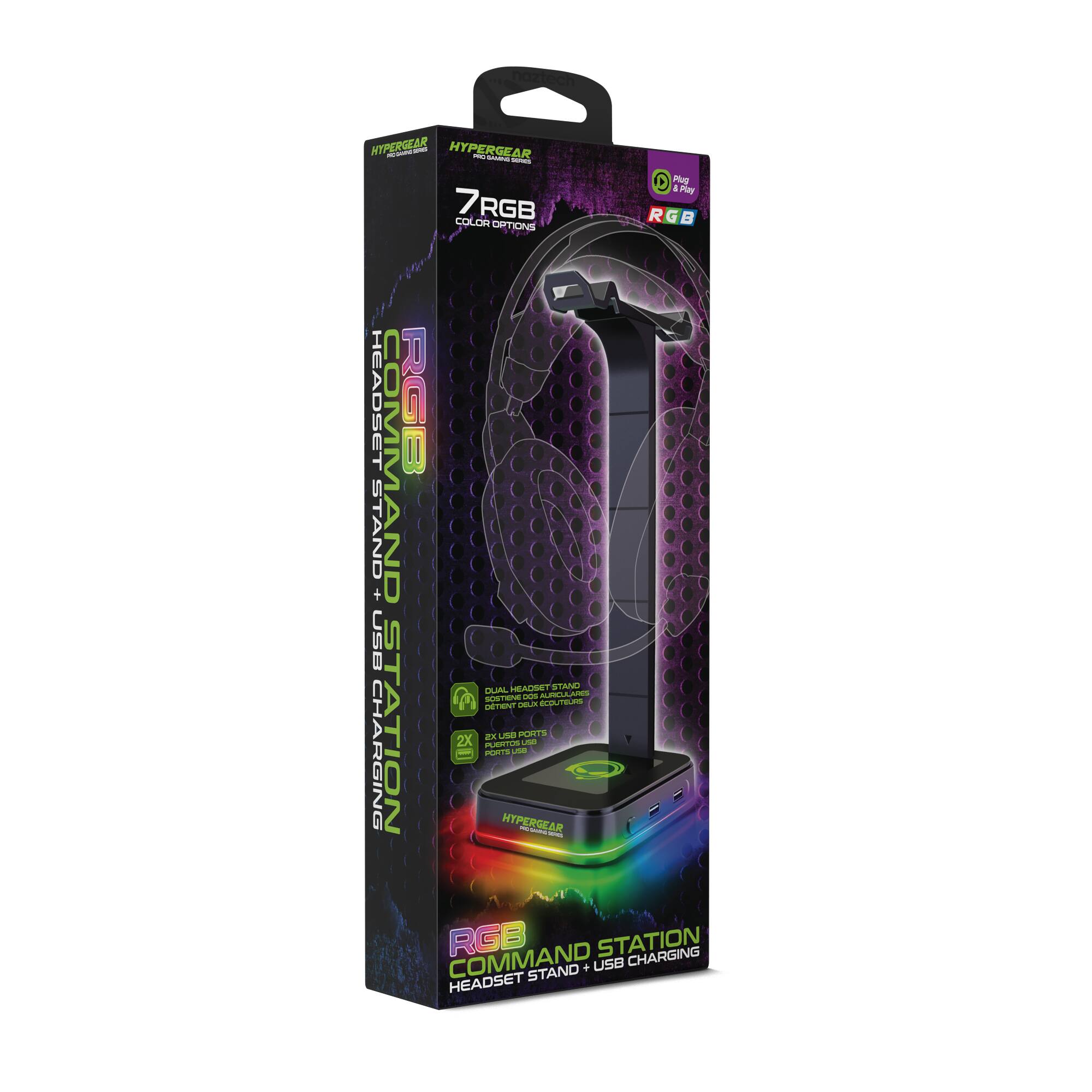 HYPERGEAR - 7RGB COLOR OPTIONS

RGB COMMAND STAND + USB CHARGING STATION

- RGB HEADSET STAND
- USB CHARGING STATION
- 2X PORTS

HYPERGEAR - RGB COMMAND STAND + USB CHARGING STATION