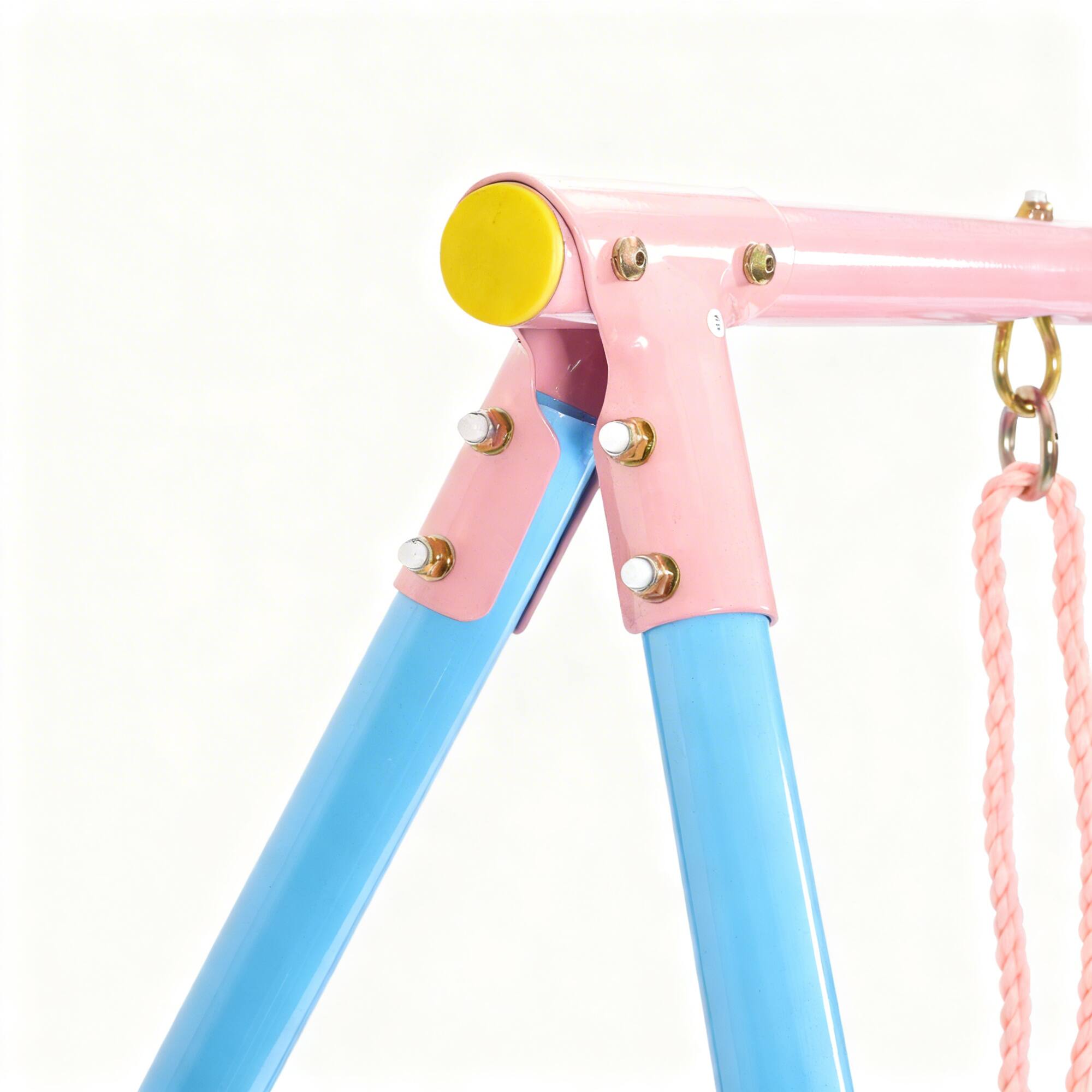 Alt View 5. Loheer - 10.83 ft Kids Swing Set with Slide and Two Swings - Blue+Pink.