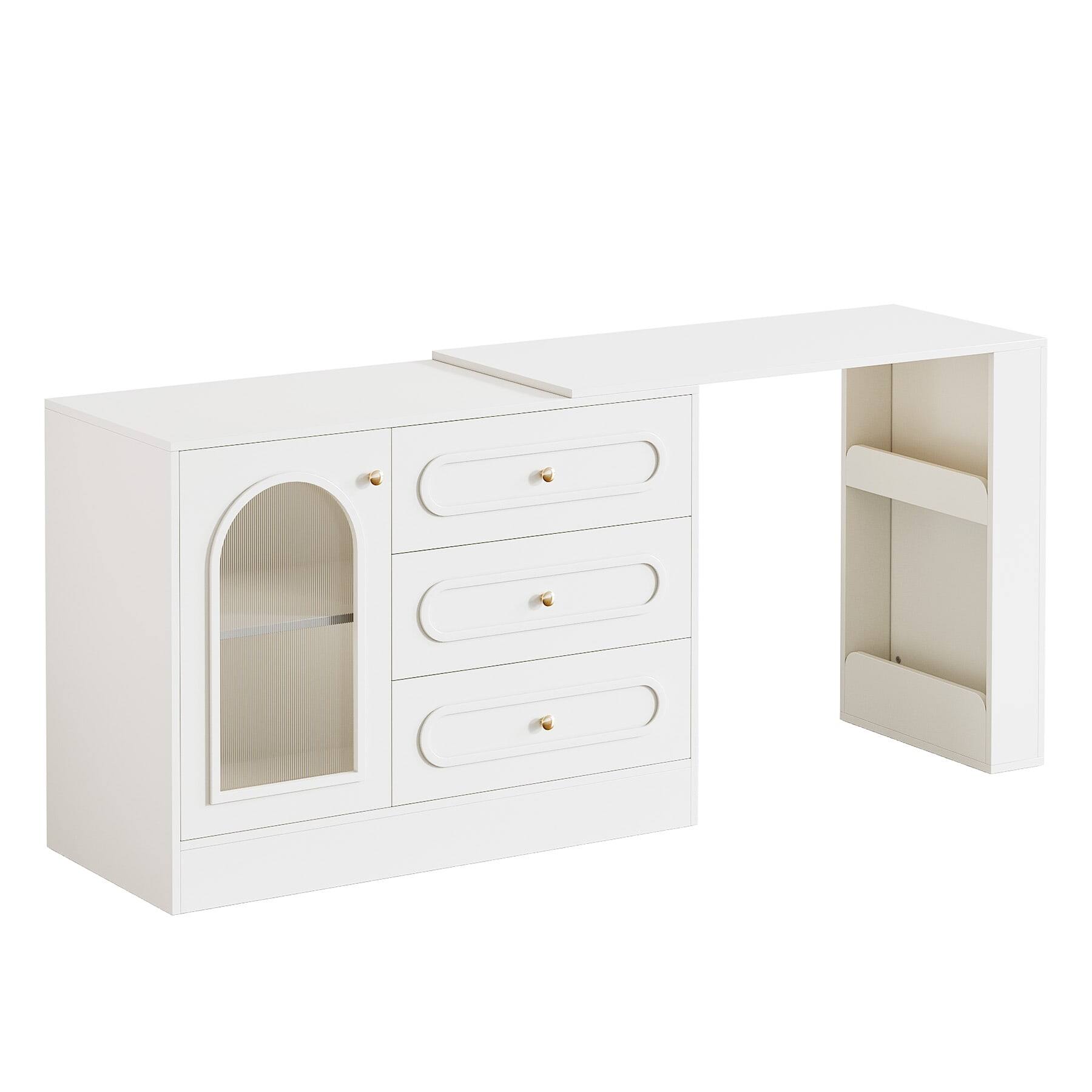 Front. Kadyn - Kadyn Stylish Dressing Table with Drawers, Modern Makeup Desk for Bedroom, Home Decor Vanity Storage, White - White.