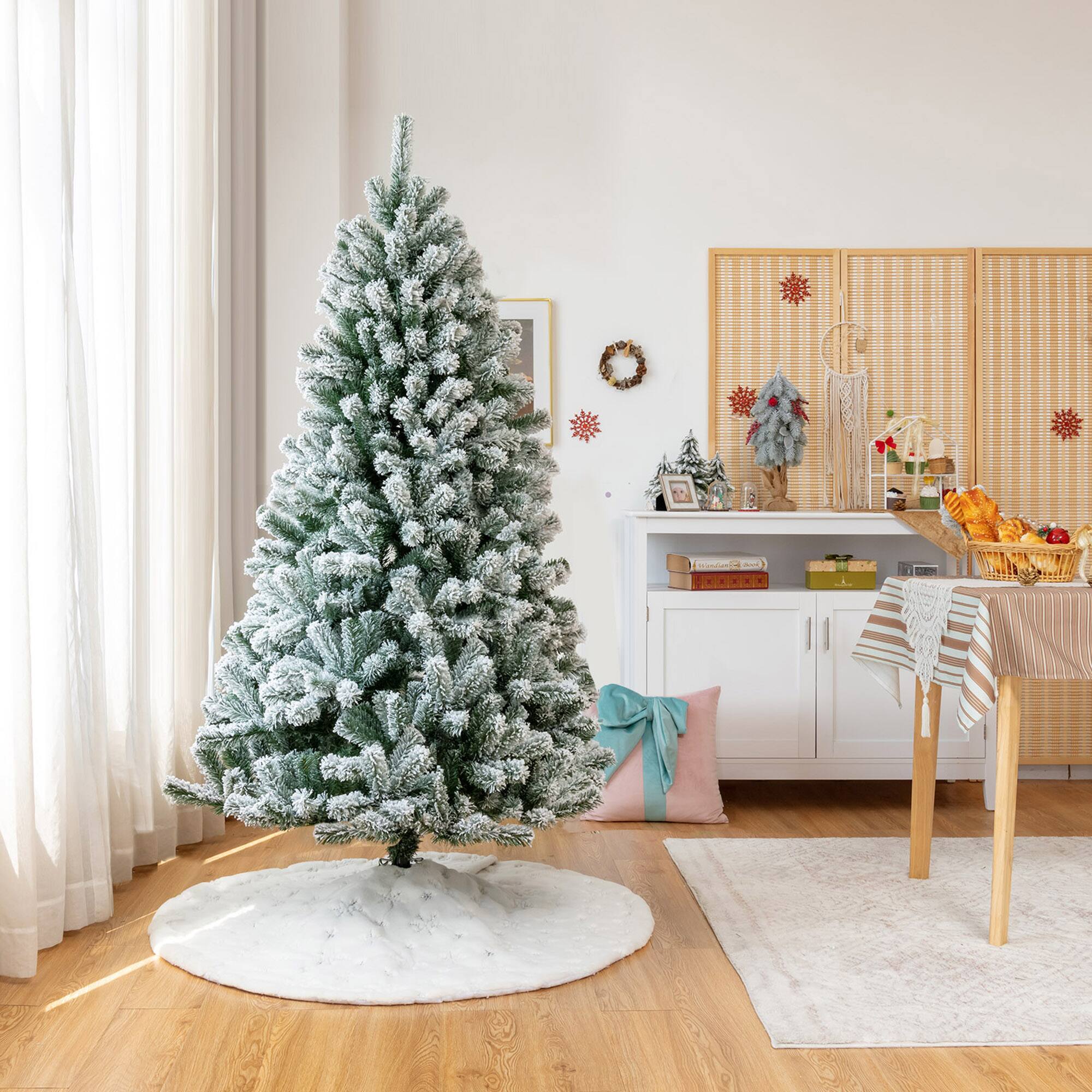 Alt View 2. Gymax - Gymax 6 FT Pre-lit Artificial Christmas Tree Snow Flocked Full Xmas Tree - Green.
