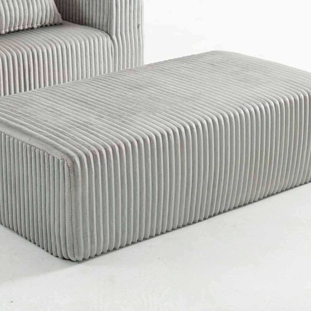 Alt View 6. Kadyn - Oversized All-Foam Corduroy Lounge Chair with Ottoman, Modular Floor Couch, Compressed & Easy Assembly - Gray.