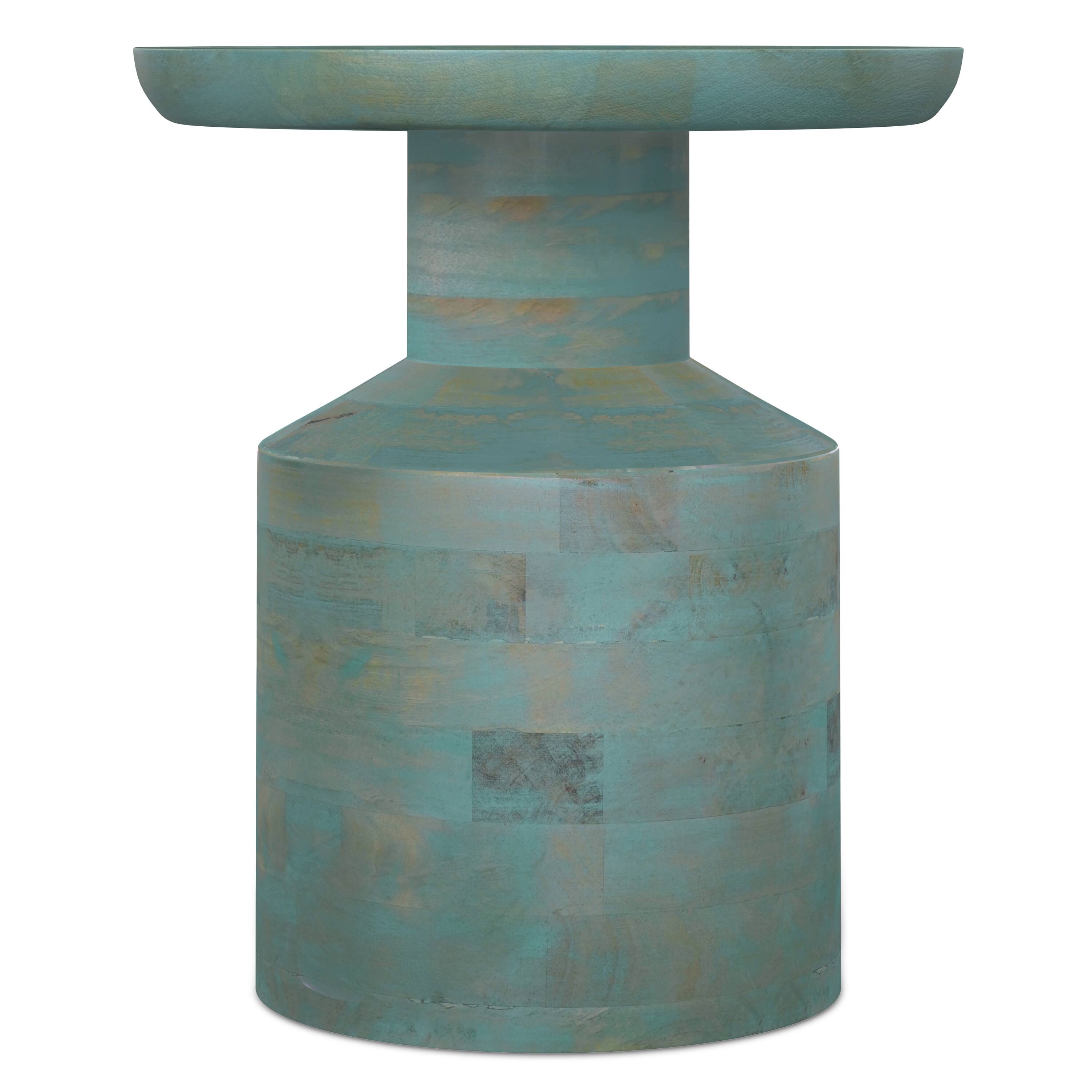 Left. Simpli Home - Haynes 16 inch Wide Solid Mango Boho Accent Table in Teal Wash, Assembled - Teal Wash.