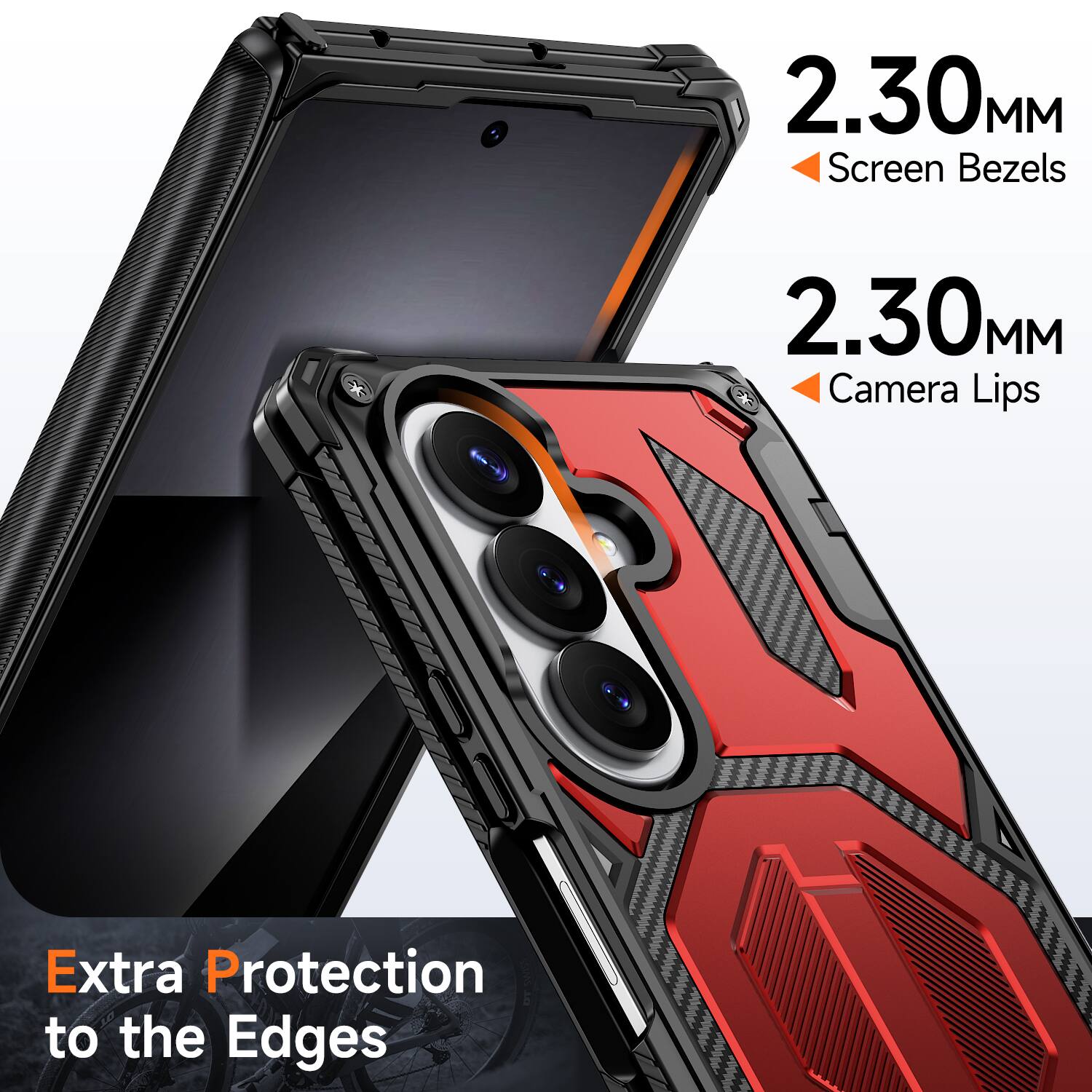 2.30 MM Screen Bezels  
2.30 MM Camera Lips  
Extra Protection to the Edges