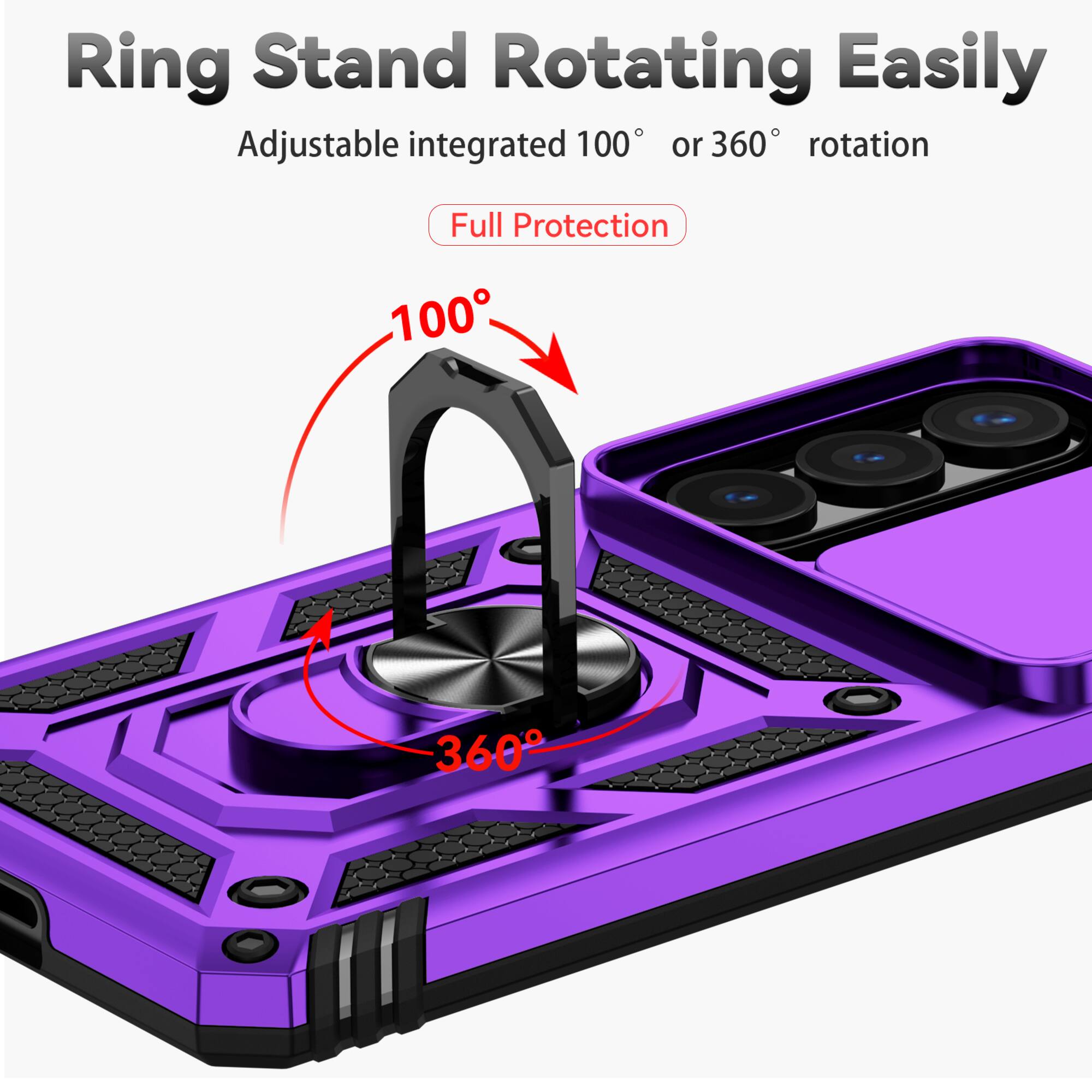Ring Stand Rotating Easily  
Adjustable integrated 100° or 360° rotation  
Full Protection