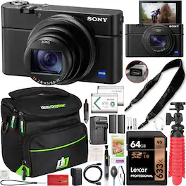 Sony - Cyber-Shot DSC-RX100 VII Camera Kit RX100M7 2 Battery + Power Strap Pro Bundle