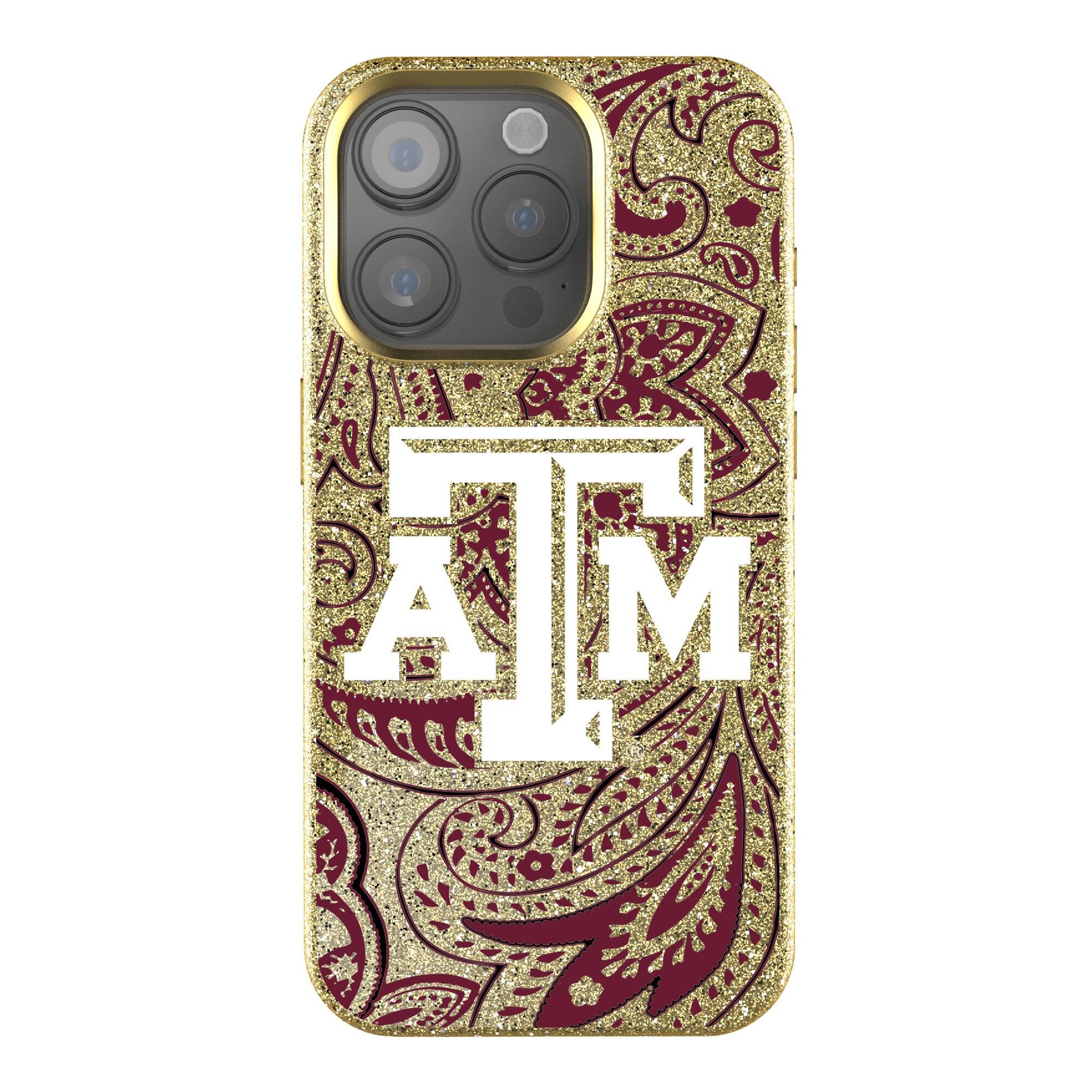 Keyscaper - NCAA - Texas A&M Aggies Paisley Bling iPhone Case - 14 - Gold
