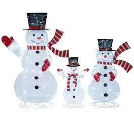 WELLFOR - 3-Piece Pre-Lit 3D Snowman Family Set with 270 LED Lights - White