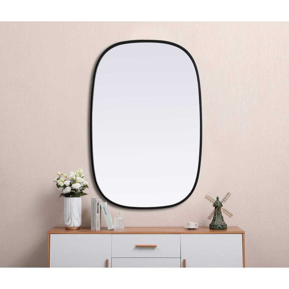 Alt View 8. Elegant Decor - Metal Frame Oval Mirror 24x36 Inch in Black - Black.