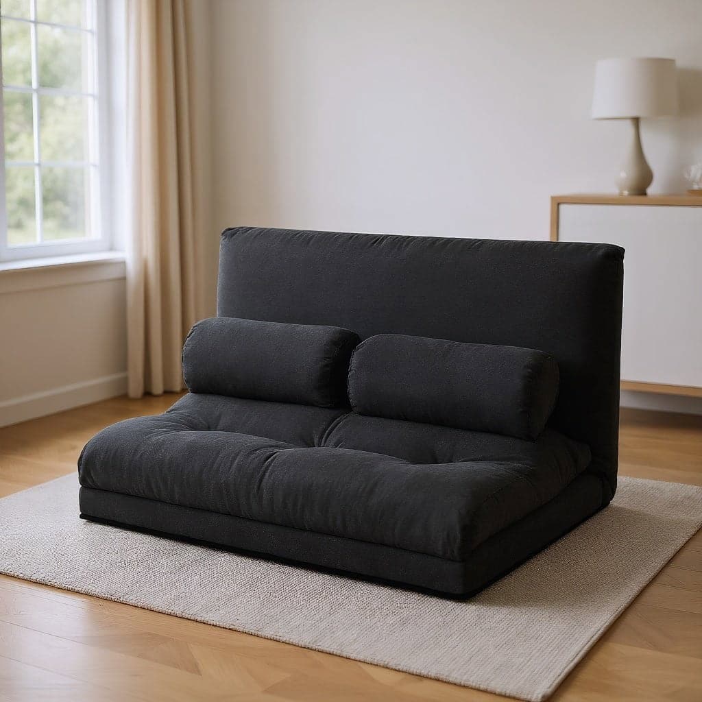 Resenkos - Lounge Sofa, Modern Couch, 6-Position Adjustable Sleeper Lounge Couch with 2 Pillows-Black - Black