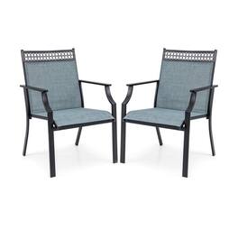 Pefilos - Patio Chairs Set of 2 with All Weather Breathable Fabric, Patio Dining Chairs Set of 2, Comfortable Cushions - Blue