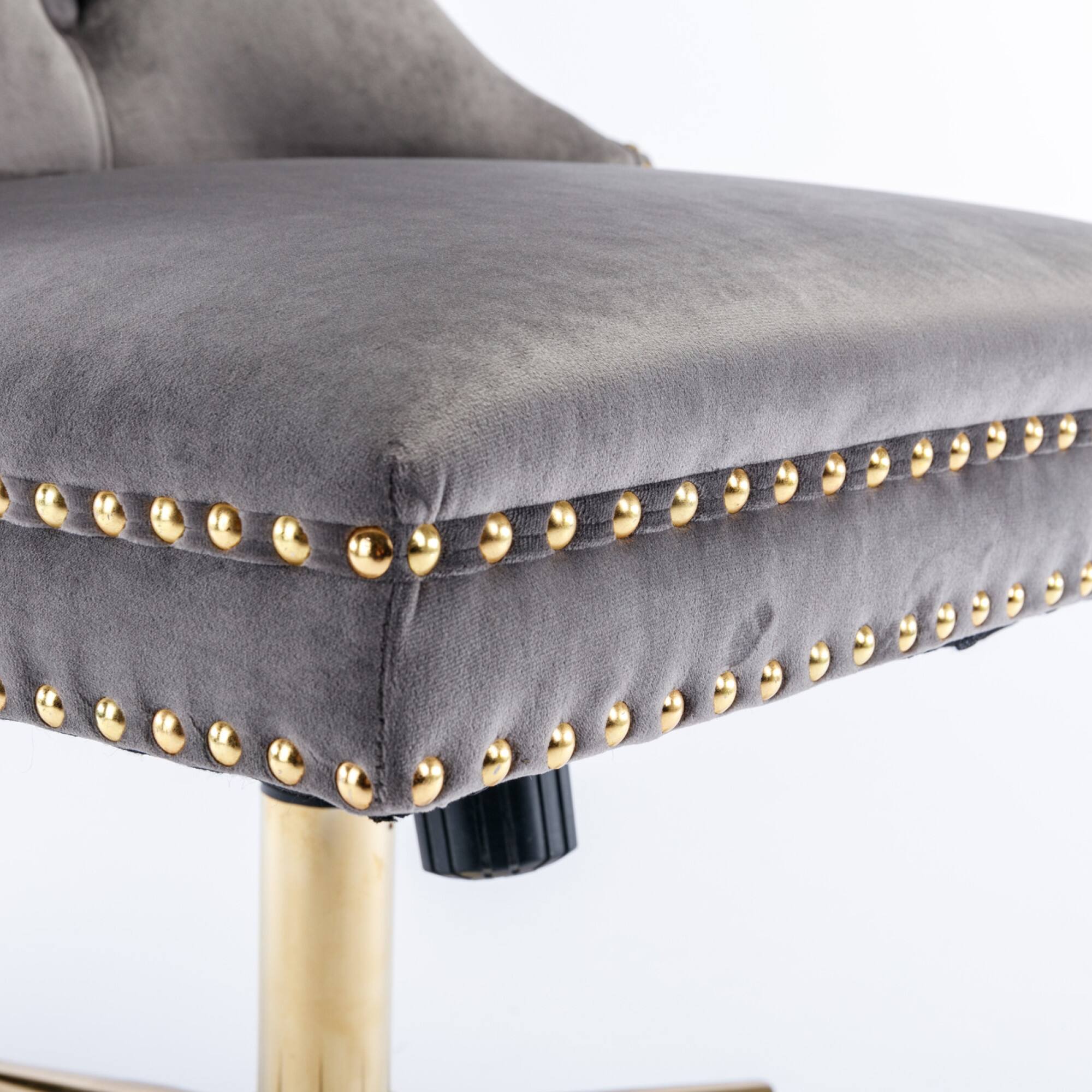 Alt View 6. GOODSILO - Modern Velvet Upholstered Office Chair with Tufted Button Design and Golden Metal Base for Home Workspace - Gray.