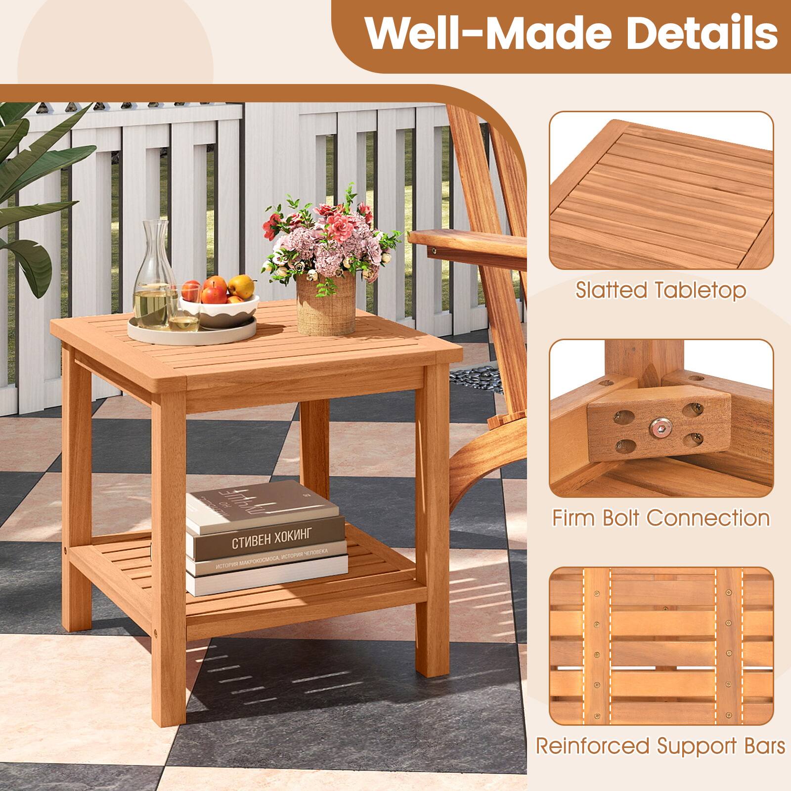 Well-Made Details  
Slatted Tabletop  
Firm Bolt Connection  
Reinforced Support Bars