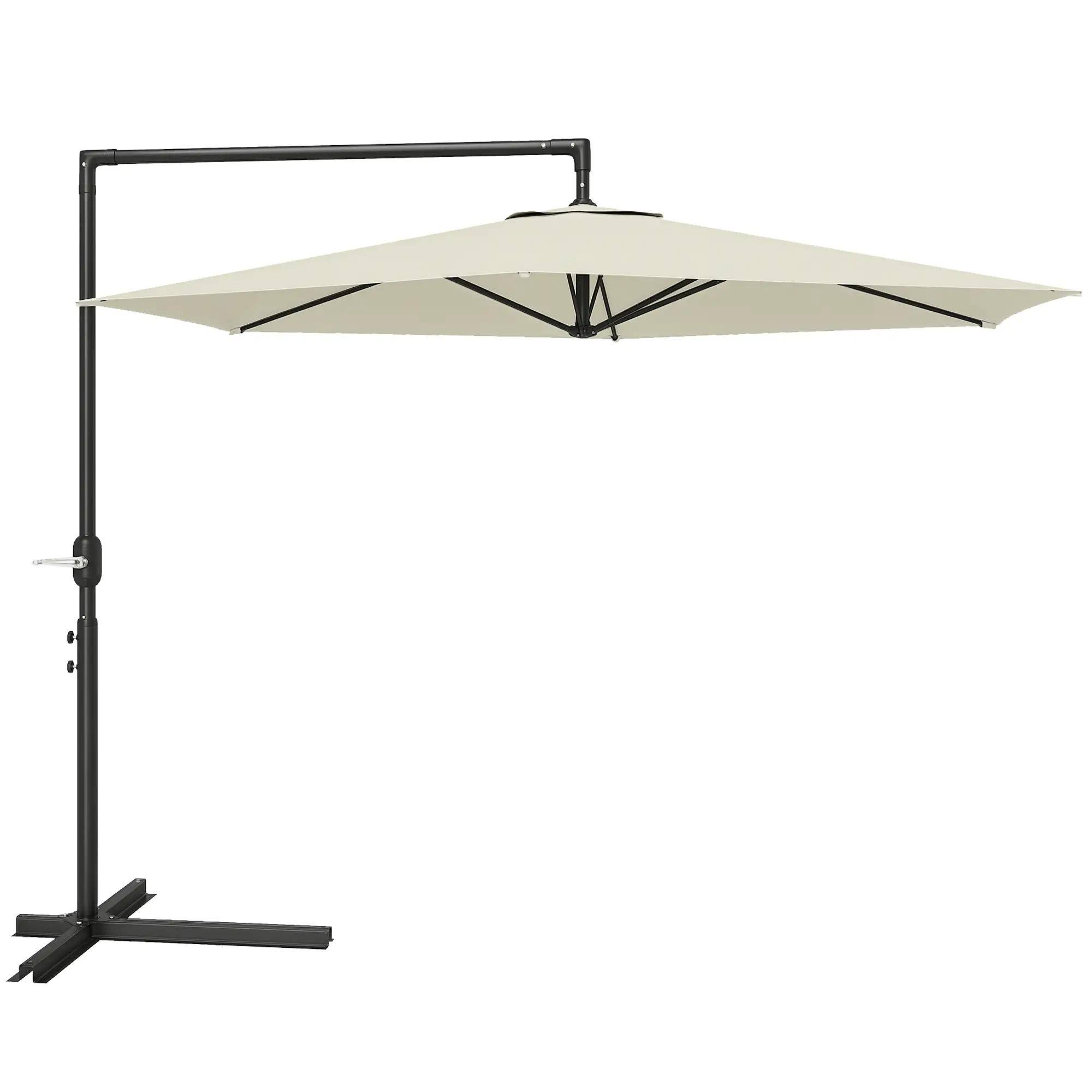 Alt View 7. Spaco - Spaco 9.5FT Offset Patio Umbrella with Crank, Round Cantilever Base for Deck - Beige.
