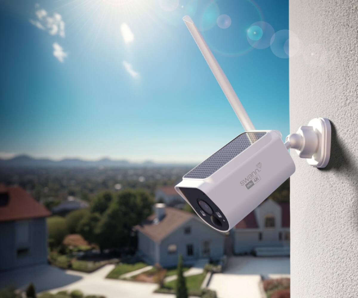 Alt View 2. Swann - MaxRanger4K Solar Wireless Security System / Base Station / 64GB / 4x MaxRanger4K V2 Cameras - Black.