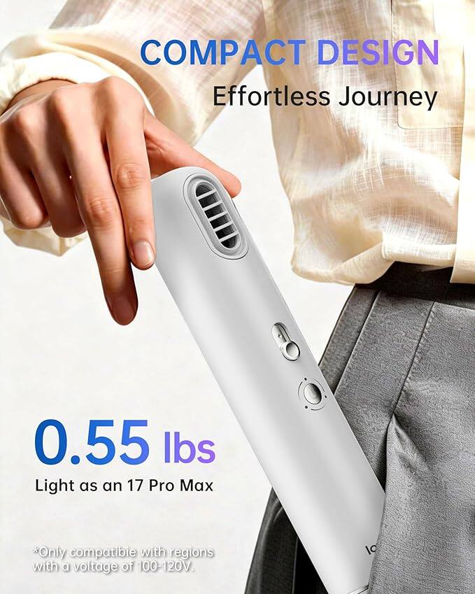 COMPACT DESIGN  
Effortless Journey  

0.55 lbs  
Light as an 17 Pro Max  

*Only compatible with regions with a voltage of 100-120V.