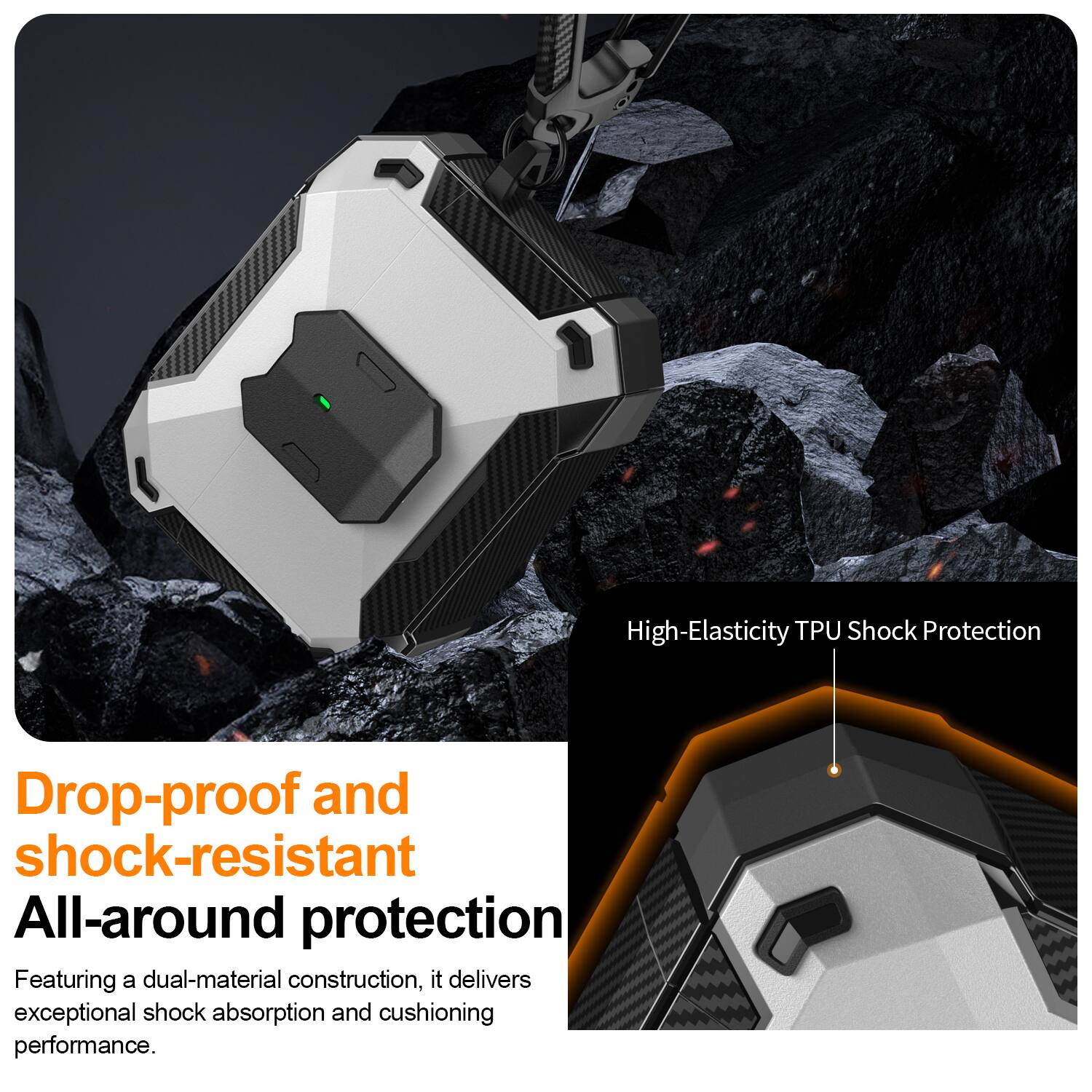 High-Elasticity TPU Shock Protection

Drop-proof and shock-resistant

All-around protection

Featuring a dual-material construction, it delivers exceptional shock absorption and cushioning performance.