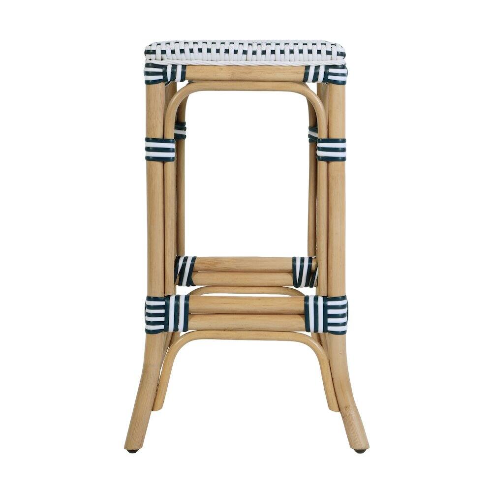 Angle. Butler Specialty - Laguna 24.5 in. Seat Height Rattan Counter Stool - White And Navy.