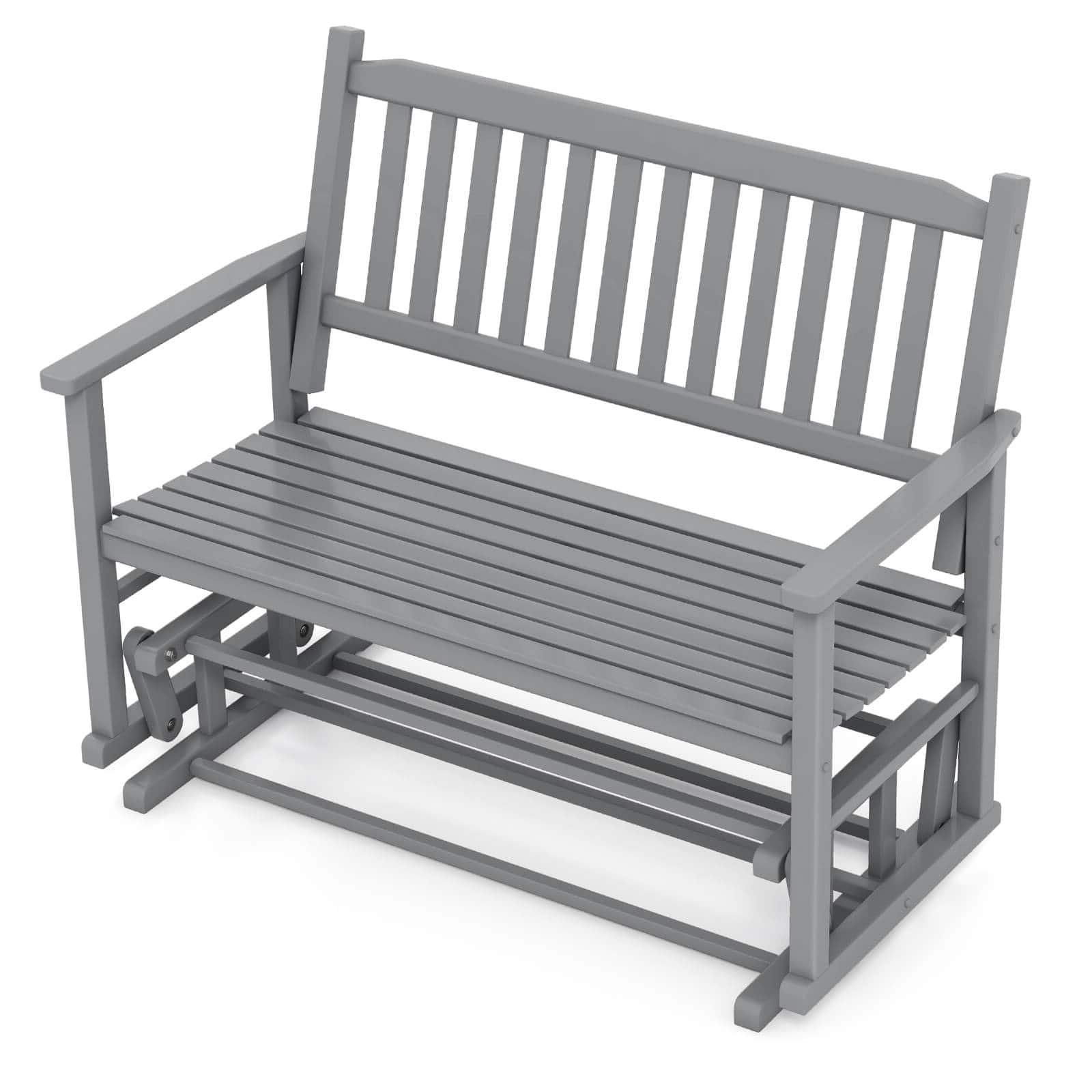Gymax - Patio Glider Loveseat Chair Swing Rocking Bench w/ Curved Backrest & Slatted Seat - Gray price history on PriceWatchPro