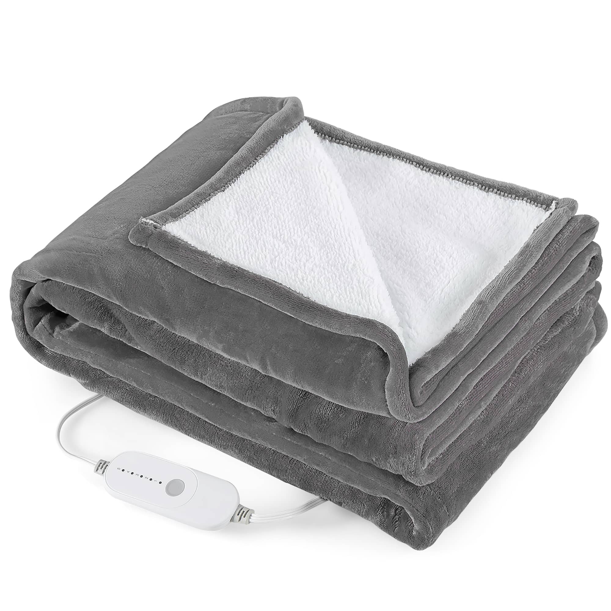 Alt View 11. Costway - Heated Blanket Throw with 5 Heating Levels 10 Hours Auto-Off 84'' x 62'' - Grey.