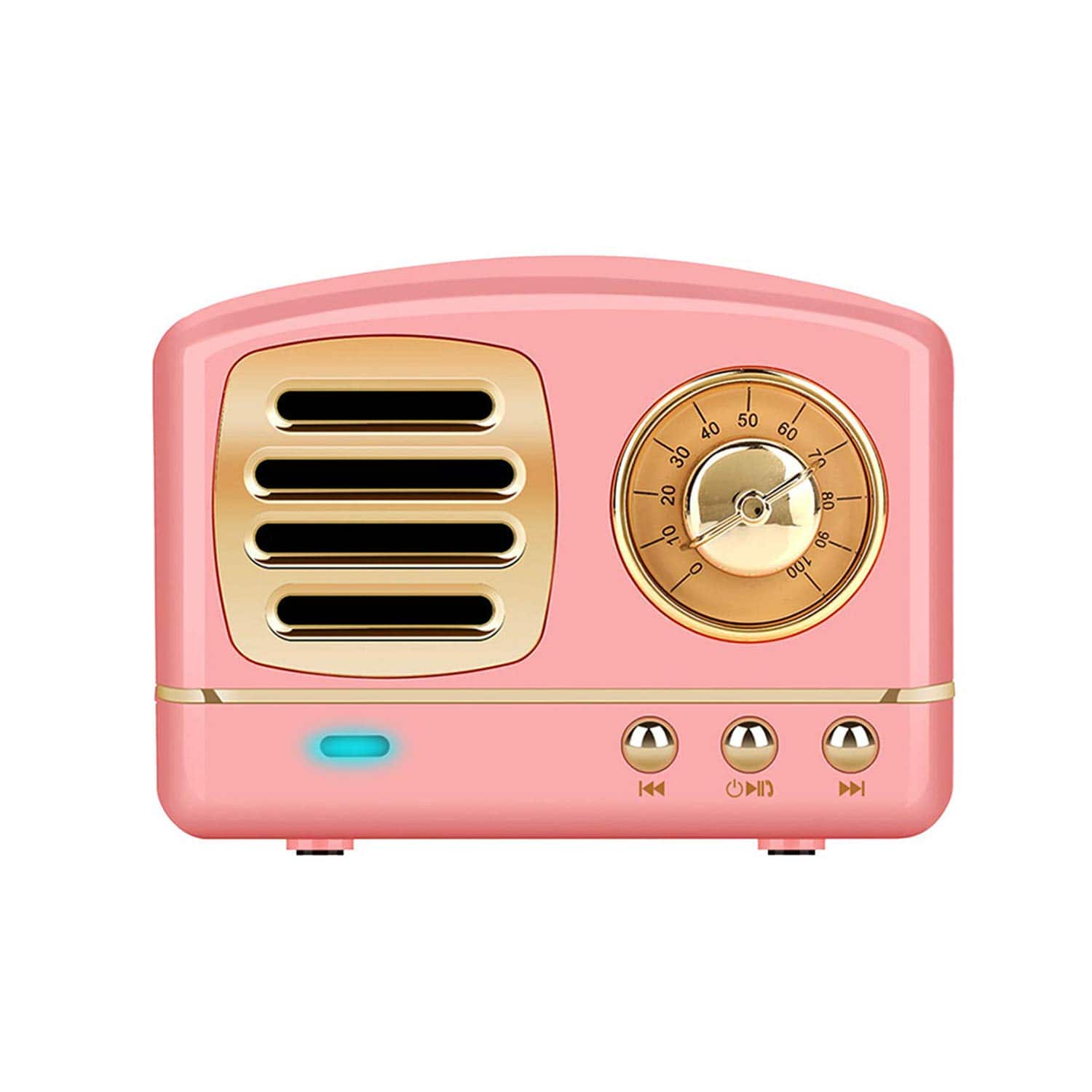 Cedar Assembly - Portable Stereo Enhanced Bass Retro Wireless Vintage With Tf Card Slot Built-in Mic For Travel Home Beach - Pink