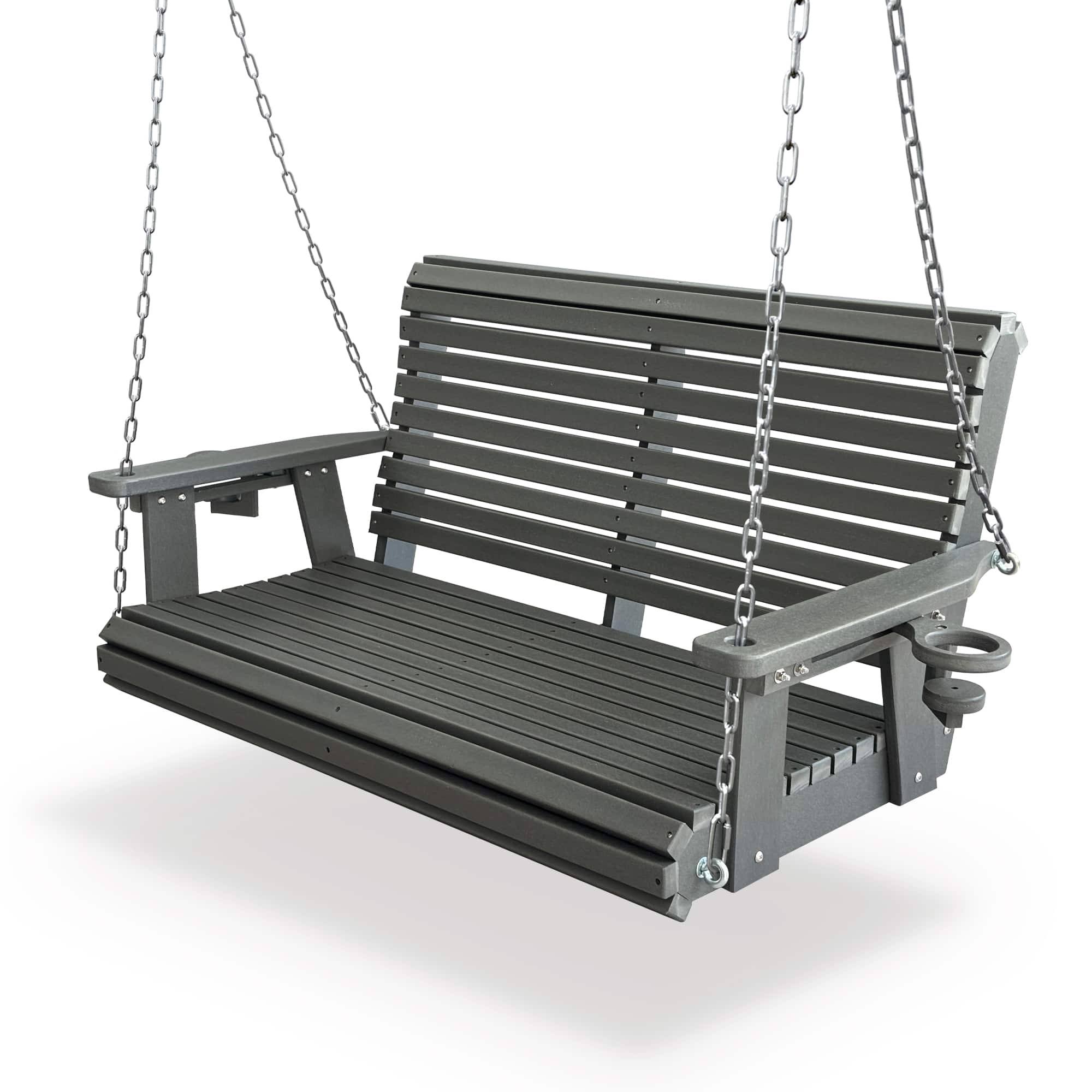 Front. Fortune Candy - HDPE Porch Swing with Ergonomic Design, Ultra Weather-Resistant, Heavy Duty 1200 LBS, for Outdoor Patio Garden Yard - Gray.