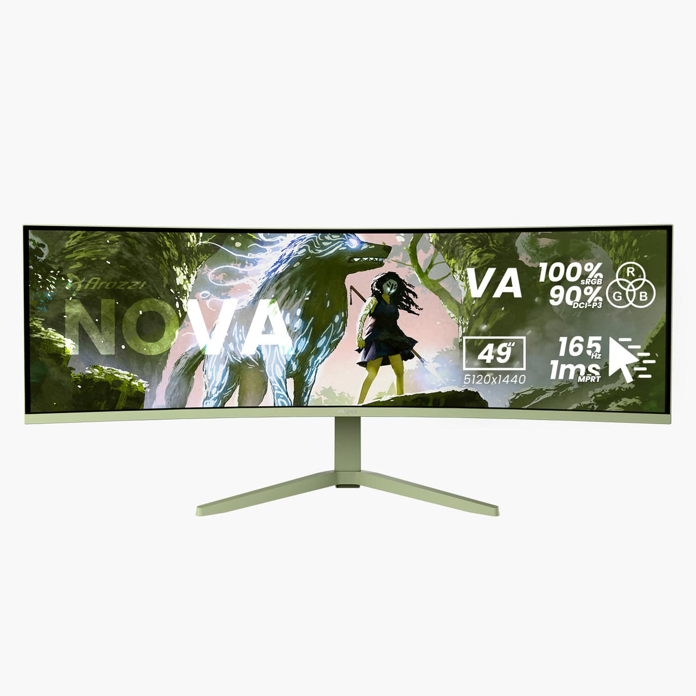 Arozzi - Nova 49“ Curved VA 165Hz Ultrawide Gaming Monitor - Forest - Green