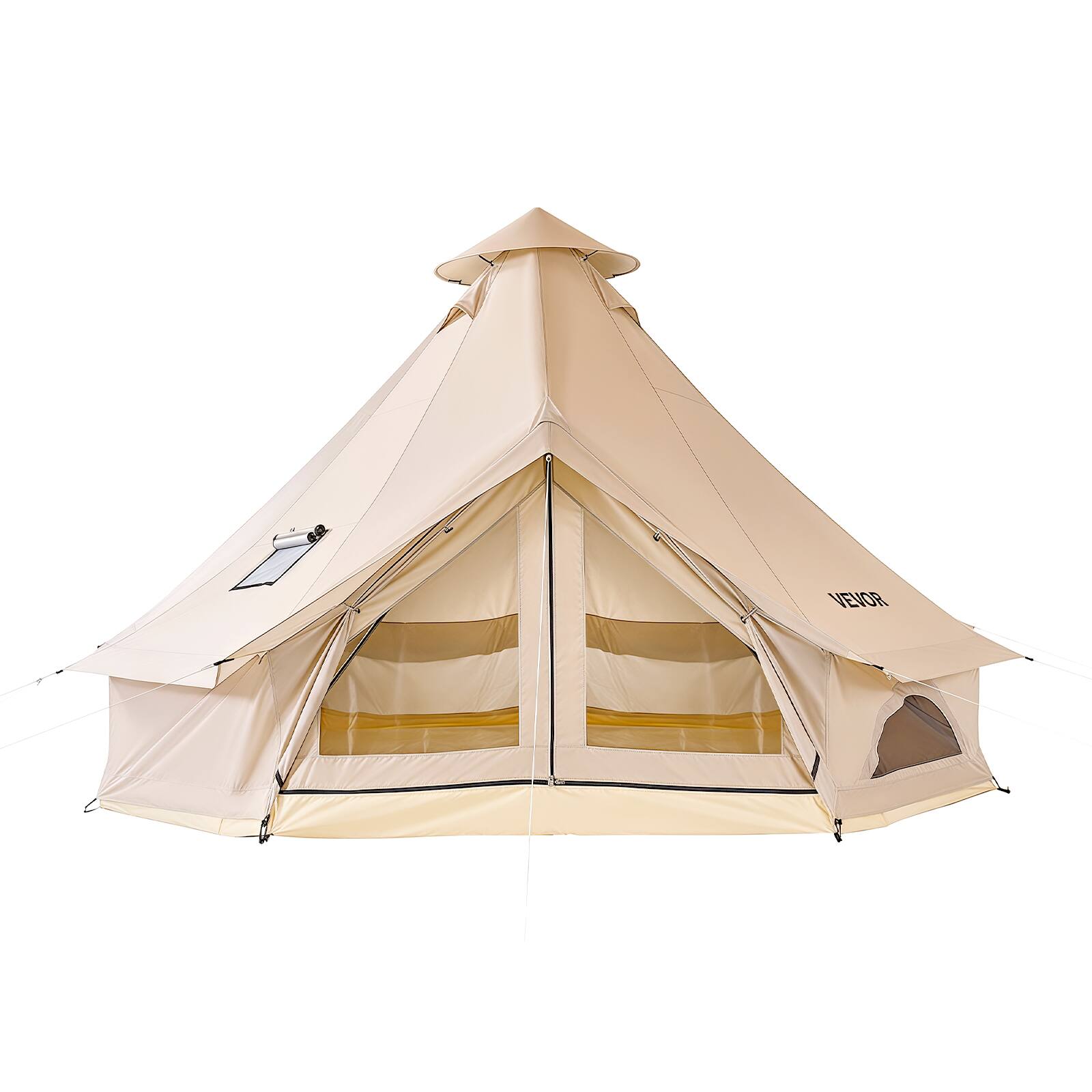 Alt View 5. VEVOR - Oxford Bell Tent, 4 Seasons 13.12 ft Yurt Tent for Camping with Stove Jack, Waterproof Breathable Holds up to 4 People - Light Beige.