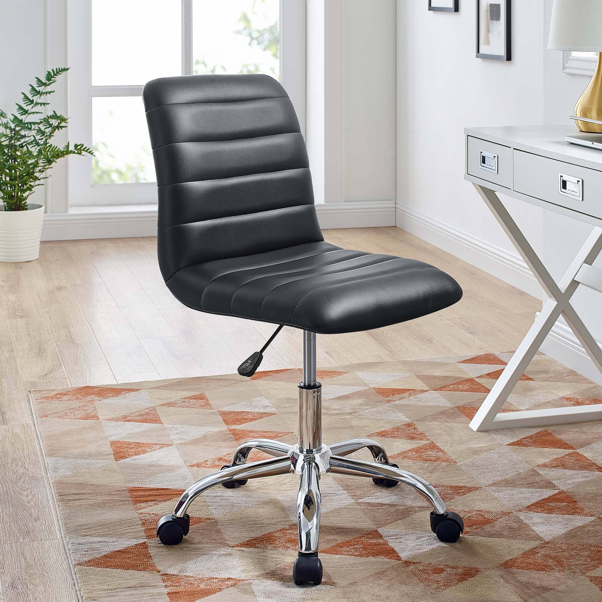 Alt View 6. Modway - Ripple Armless Mid Back Vinyl Office Chair by Modway - Black.