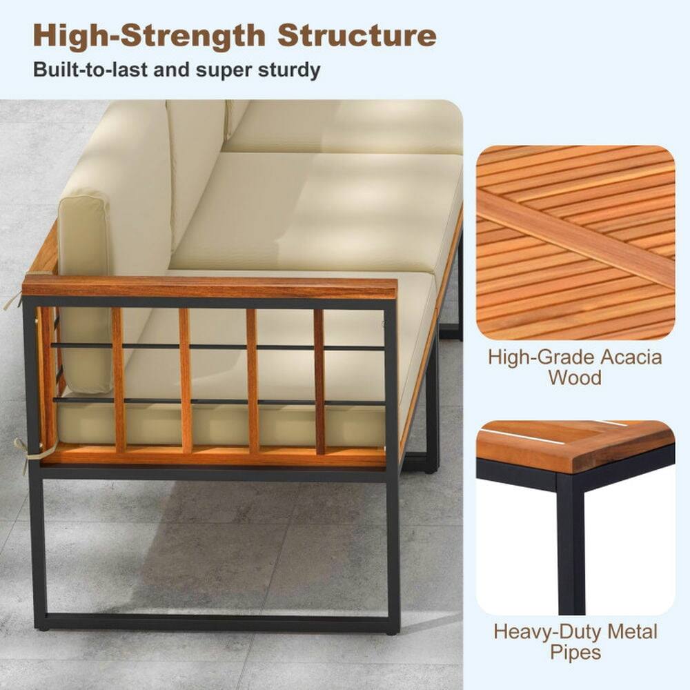 High-Strength Structure  
Built-to-last and super sturdy  

High-Grade Acacia Wood  

Heavy-Duty Metal Pipes