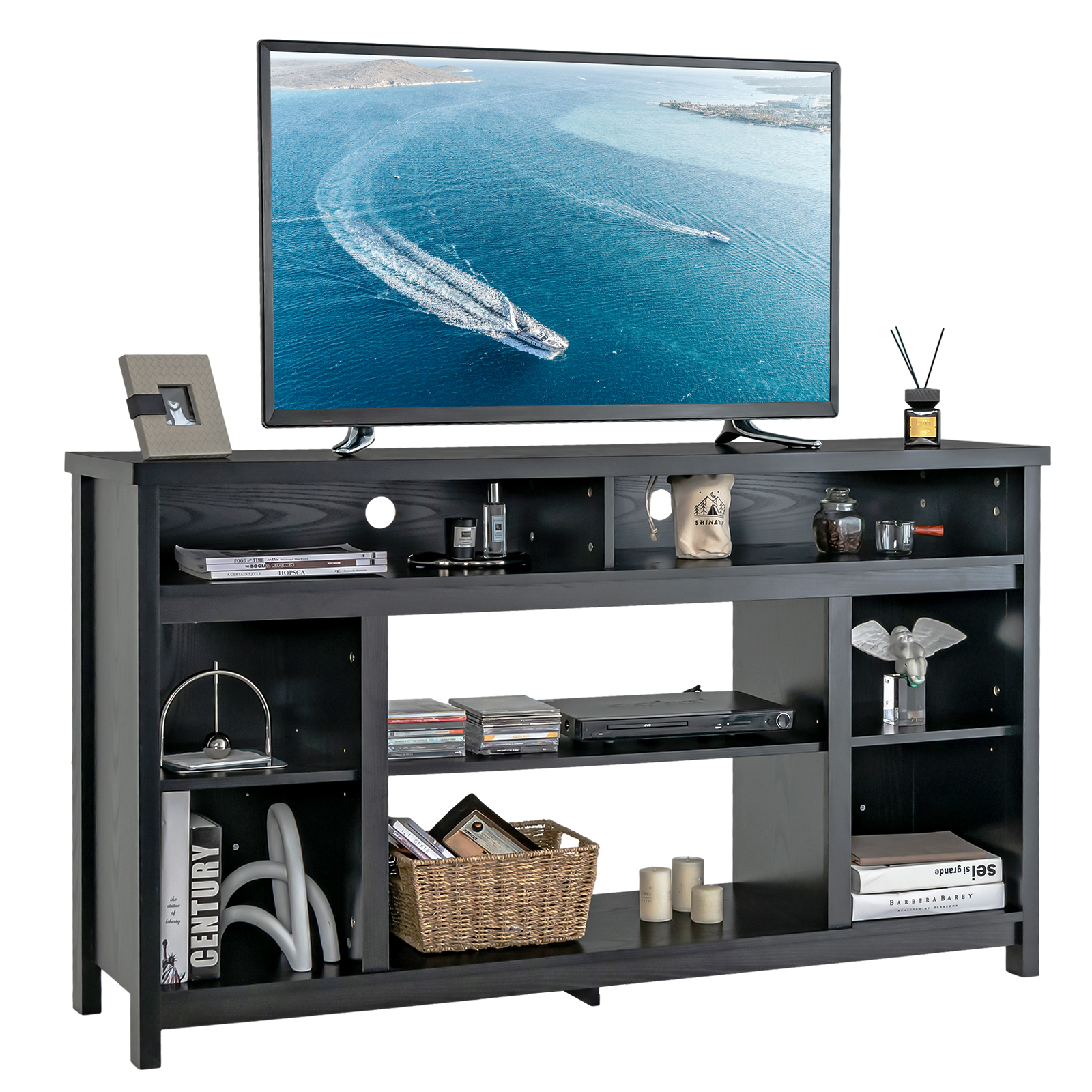 Ecooso - 58 Inch Fireplace TV Stand Media Console for TVs up to 65 Inch - Black