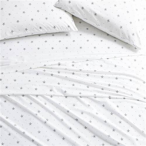 Back. SlickBlue - Cotton Bed Sheet Set with Breathable Fabric for All Seasons - White, Navy.