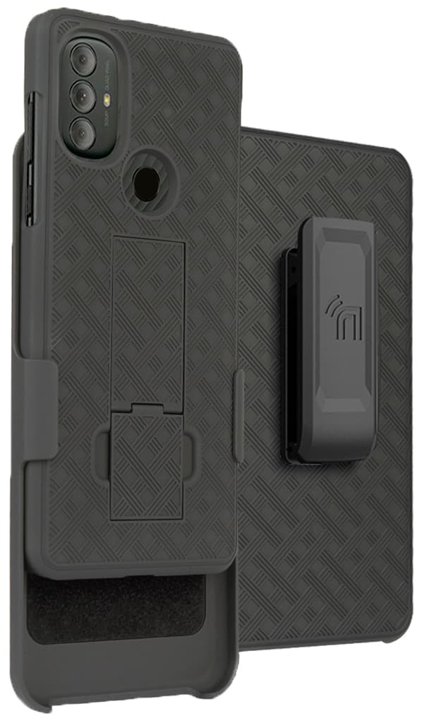 Nakedcellphone - Case with Stand and Belt Clip Holster for Motorola Moto G Power 2022 - Black
