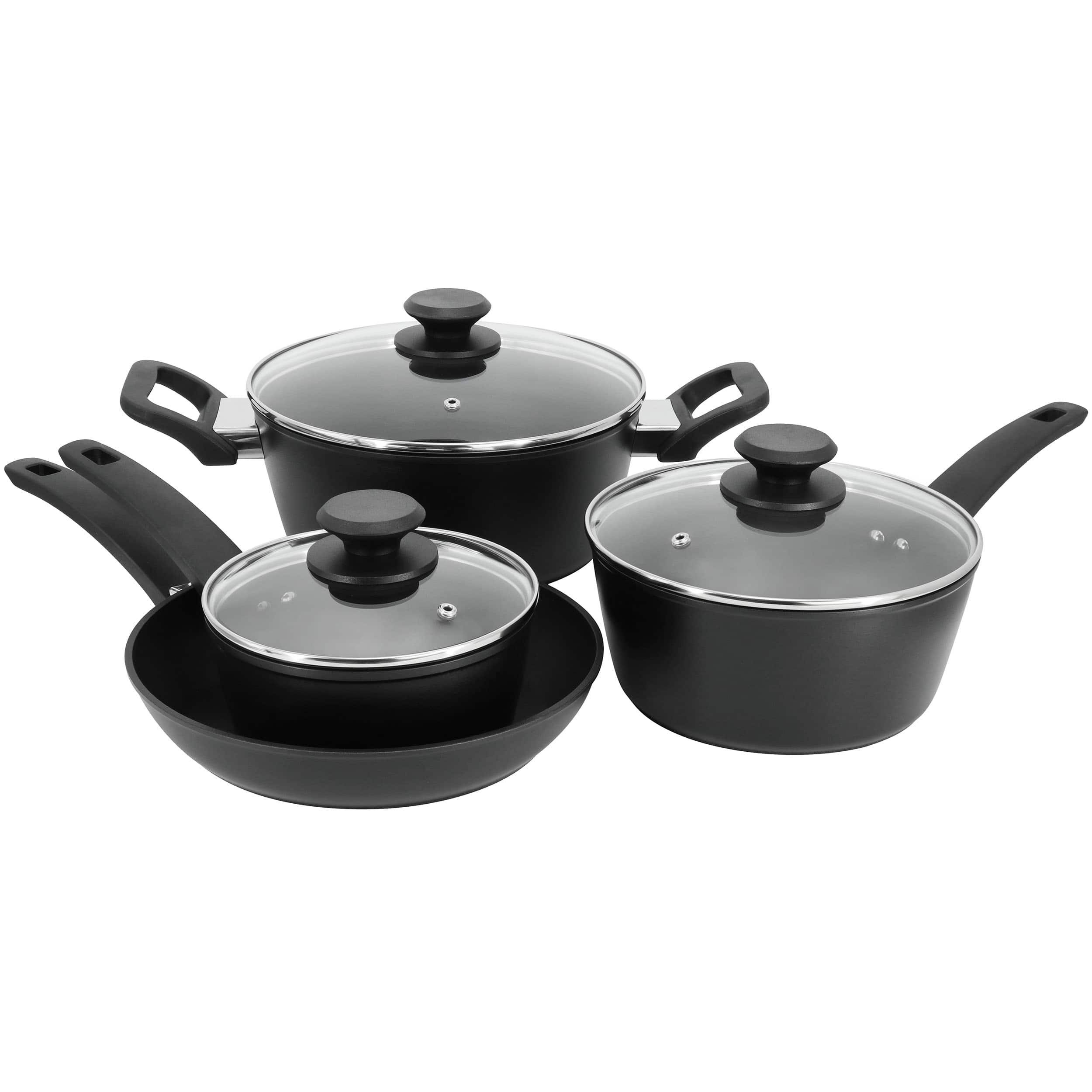 Oster - Connelly 7 Piece Textured Nonstick Aluminum Cookware Set - Black