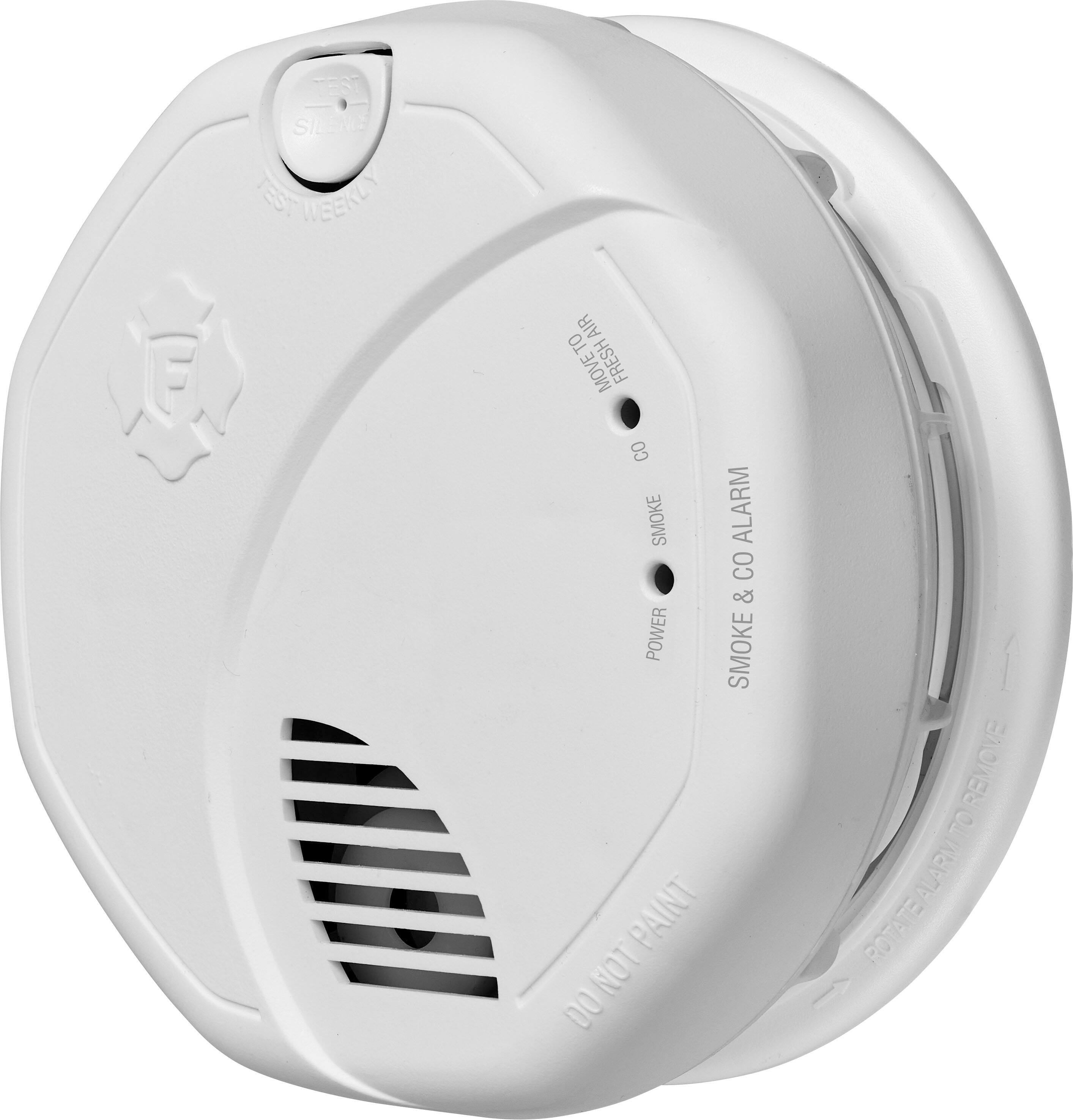 TEST SILENCE TEST WEEKLY MOVE TO FRESH AIR CO SMOKE ALARM & POWER SMOKE ALARM DO NOT PAINT REMOVE TO ROTATE ALARM ROTATE