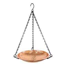 Sunnydaze - Hand-Hammered Hanging Bird Bath or Bird Feeder with Chain - Copper