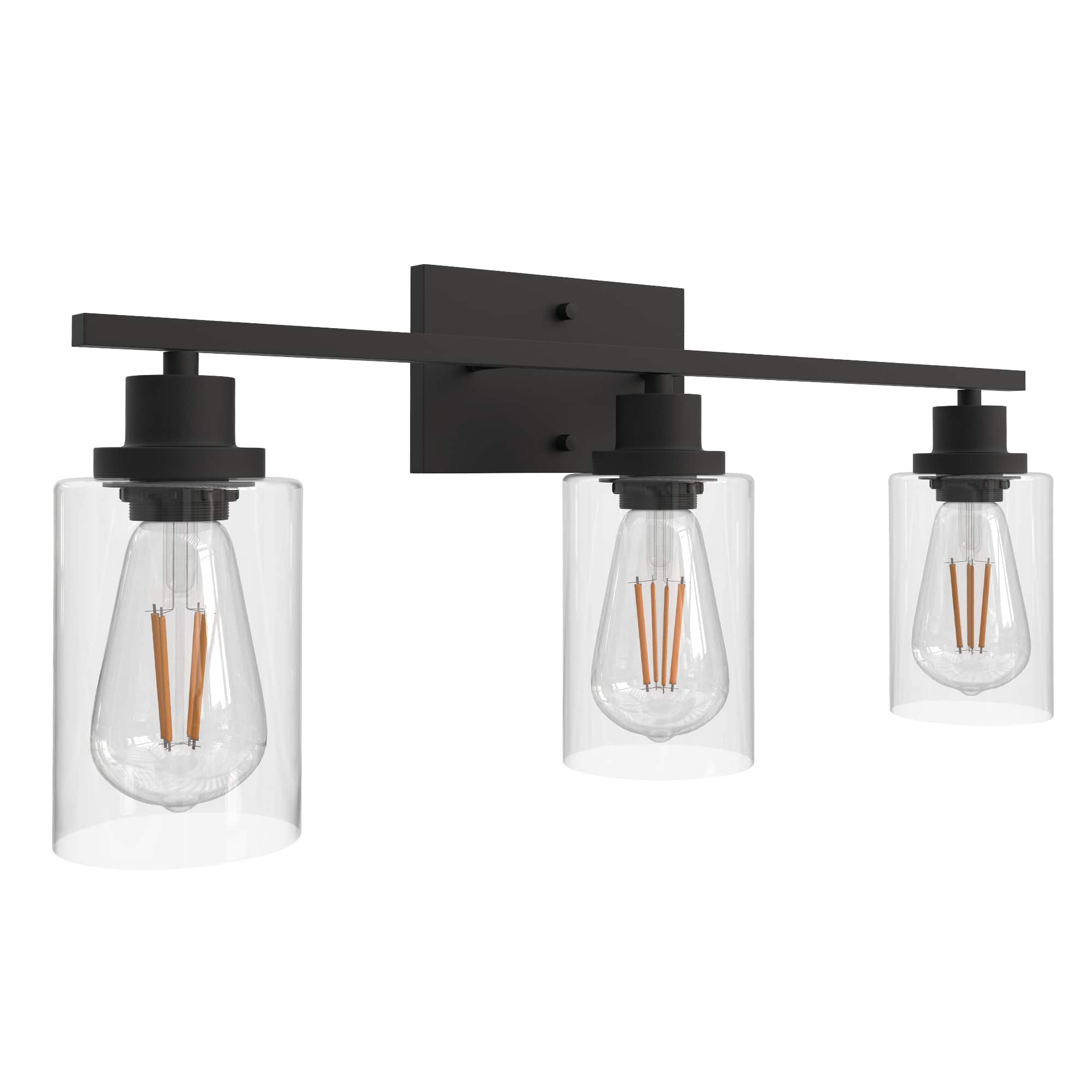 Jandcase - 3-Light Bathroom Light Fixtures, 24" Modern Vanity Lights with Clear Glass Shade, Bathroom Wall Lamp, E26 Base