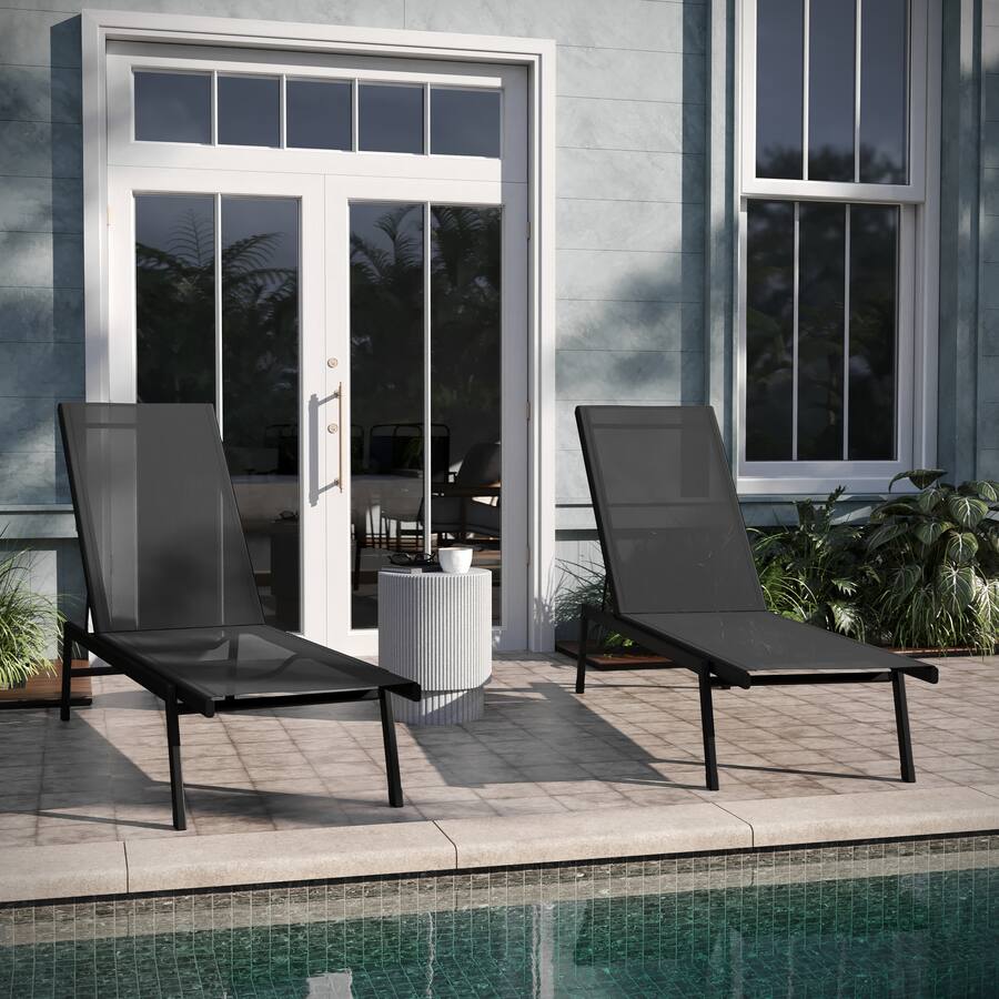 Emma + Oliver Braelin Set of 2 Textilene Adjustable 5 Position Patio ...
