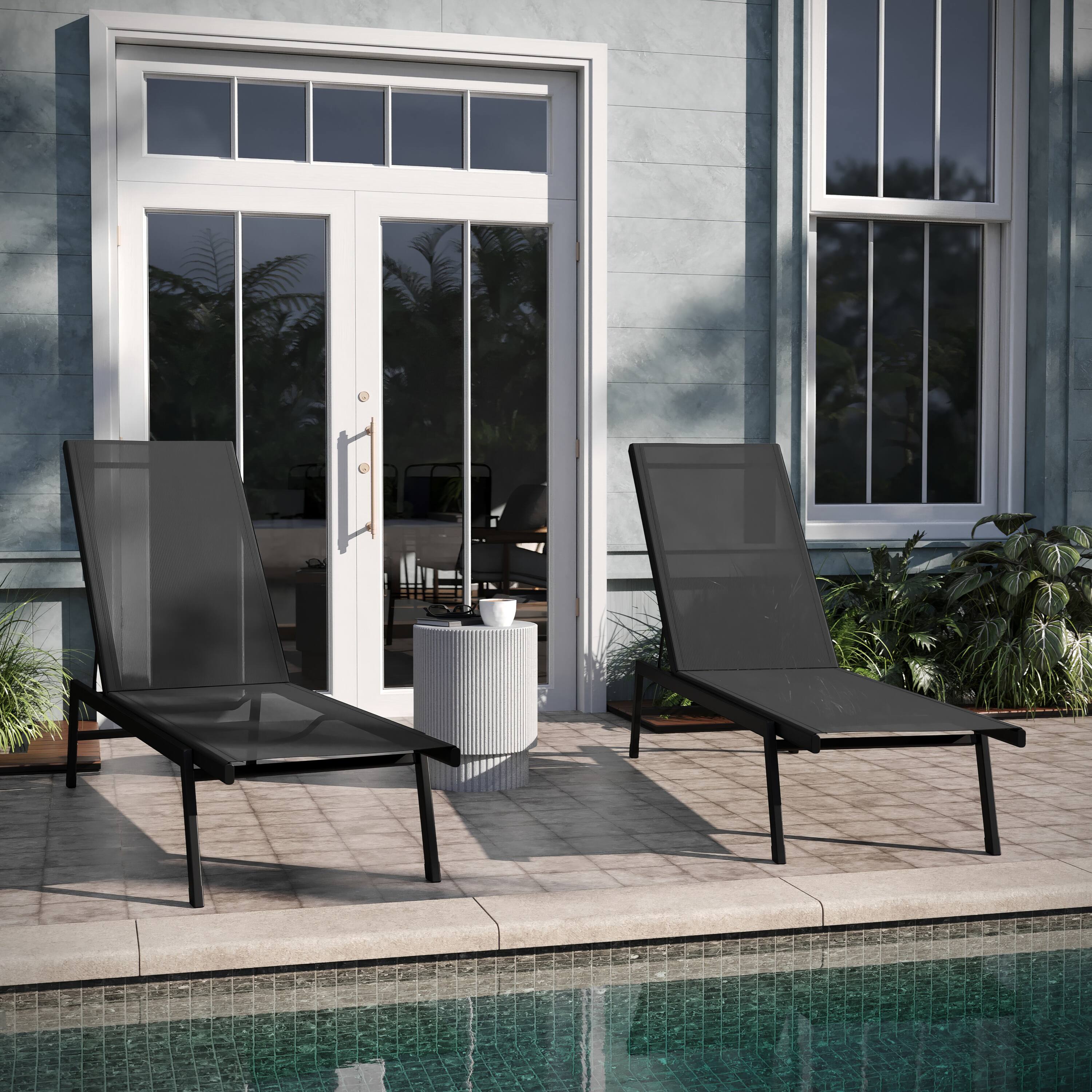 Emma + Oliver Braelin Set of 2 Textilene Adjustable 5 Position Patio ...
