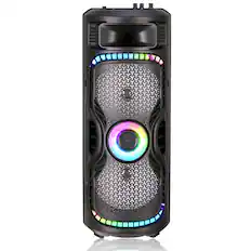 Front. TopTech - BRAZE-8 Dual 8" Bluetooth Party Speaker with Disco Lights & Rechargeable Battery - Black.